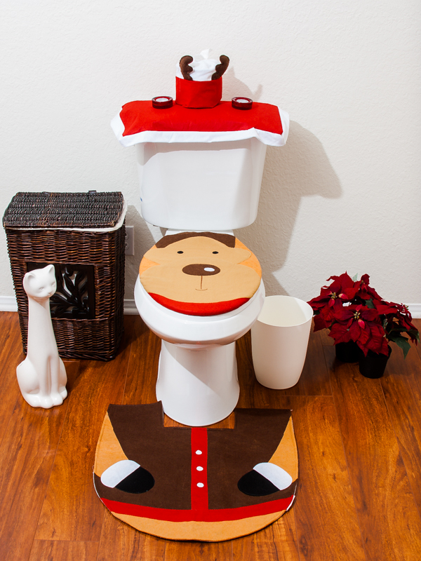 Christmas Decorations Happy Santa Toilet Seat Cover & Rug Bathroom Set