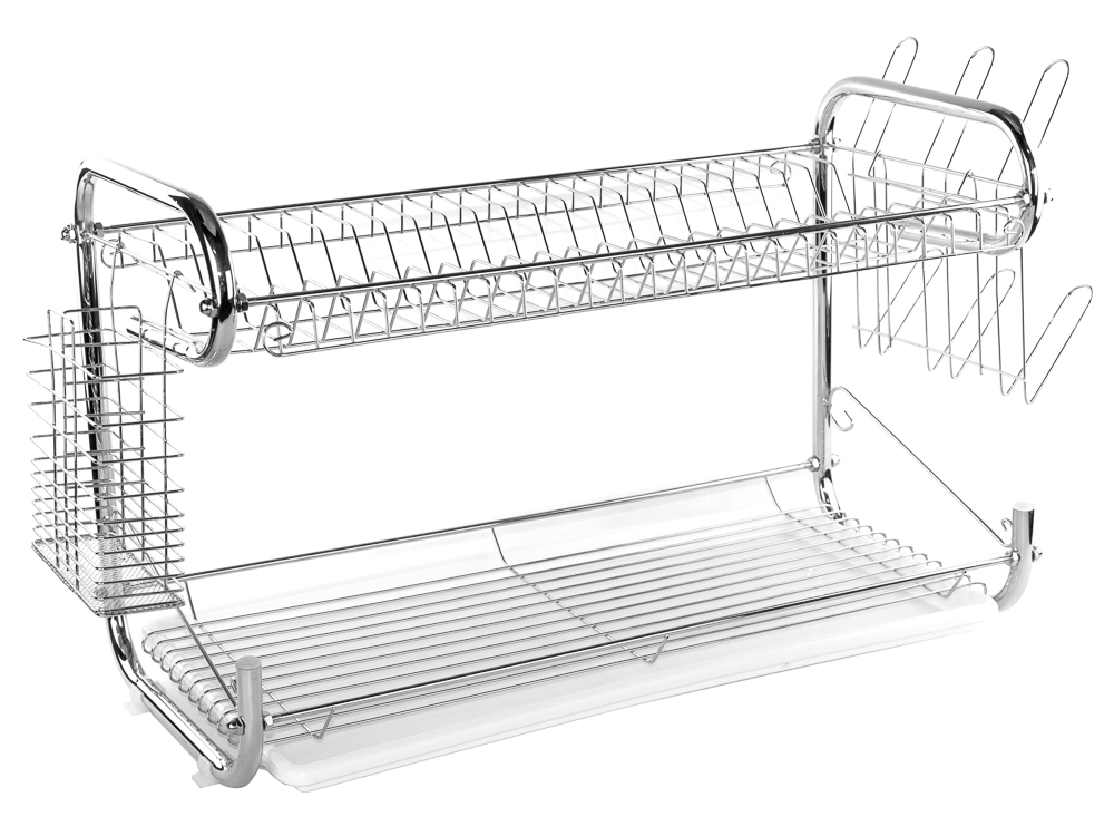 2 Tier Stainless Steel Dish Rack Space Saver Dish Drainer Drying Rack