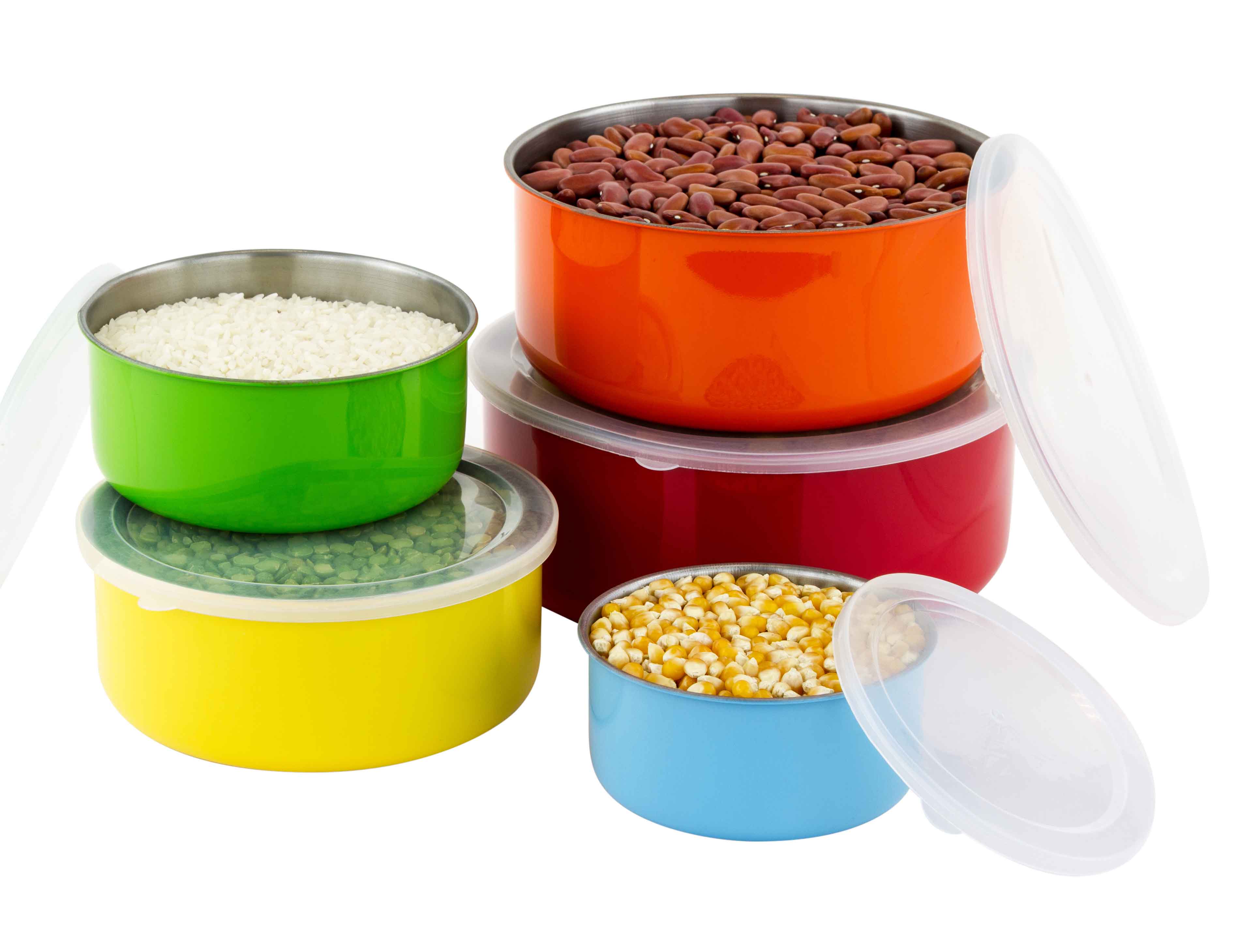 10 Pcs Colored Stainless Steel Mixing Bowls Food Storage Containers Set w/ Lids eBay