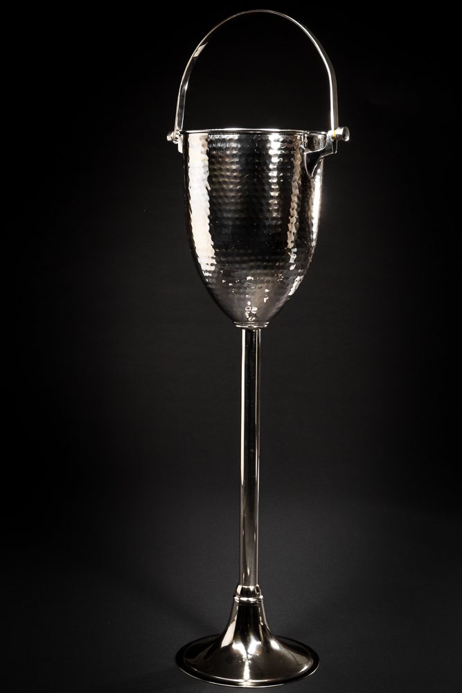 High Quality Brass Champagne Cooler & Stand 26" Hammered Wine Bucket