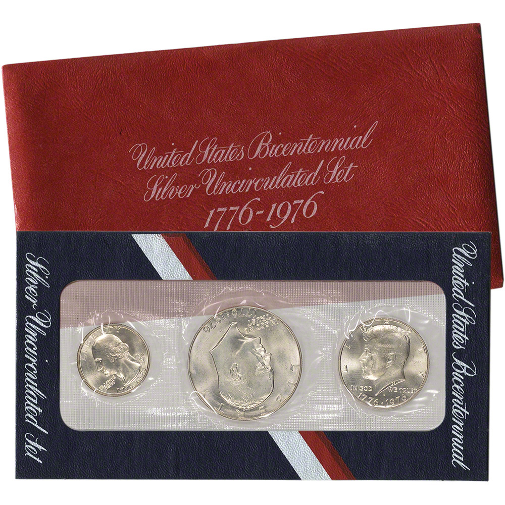 1976 United States Mint Silver 3pc Bicentennial Uncirculated Coin Set