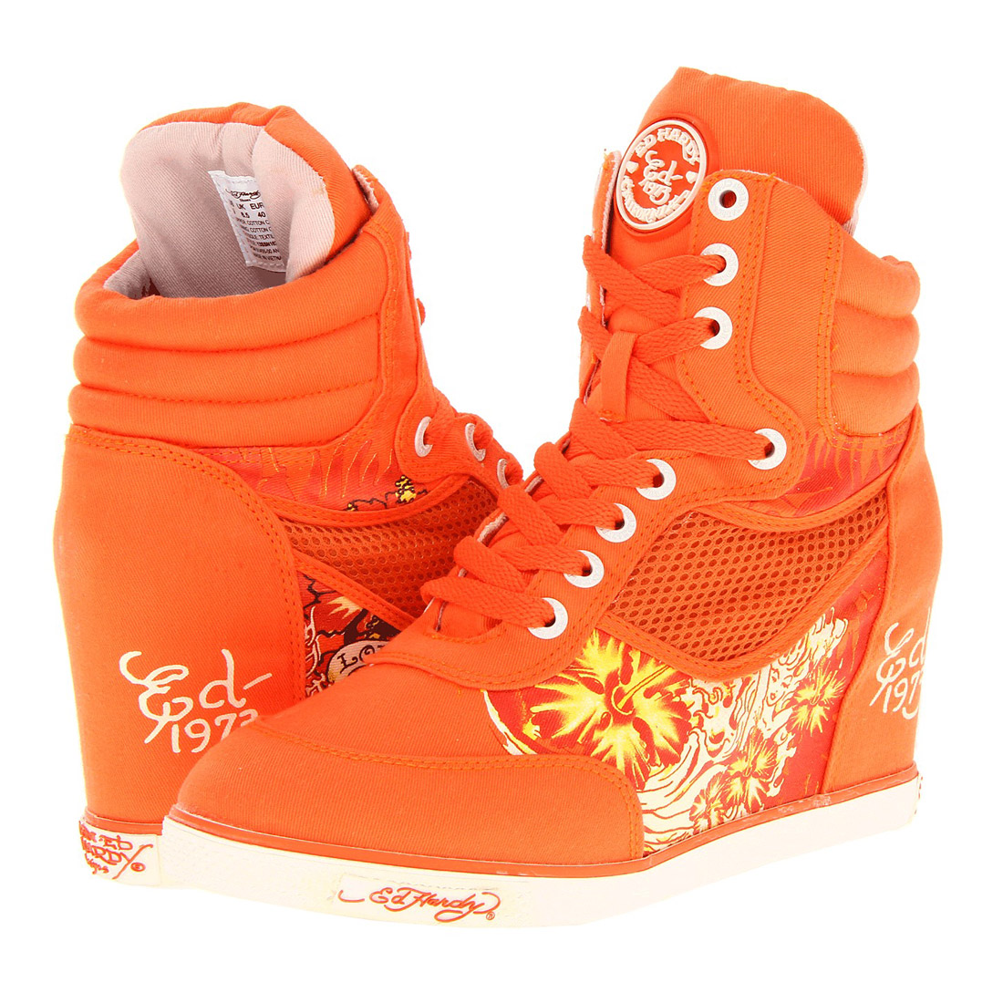 Ed Hardy Orange Sneaky Wedge Sneaker for Women