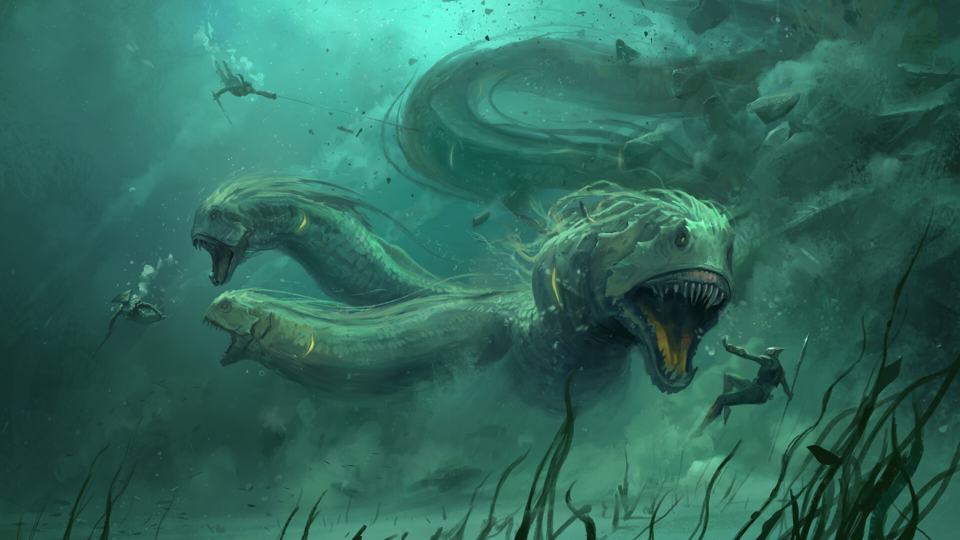 Download Battle Warrior Underwater Creature Fantasy Sea Monster Fantasy