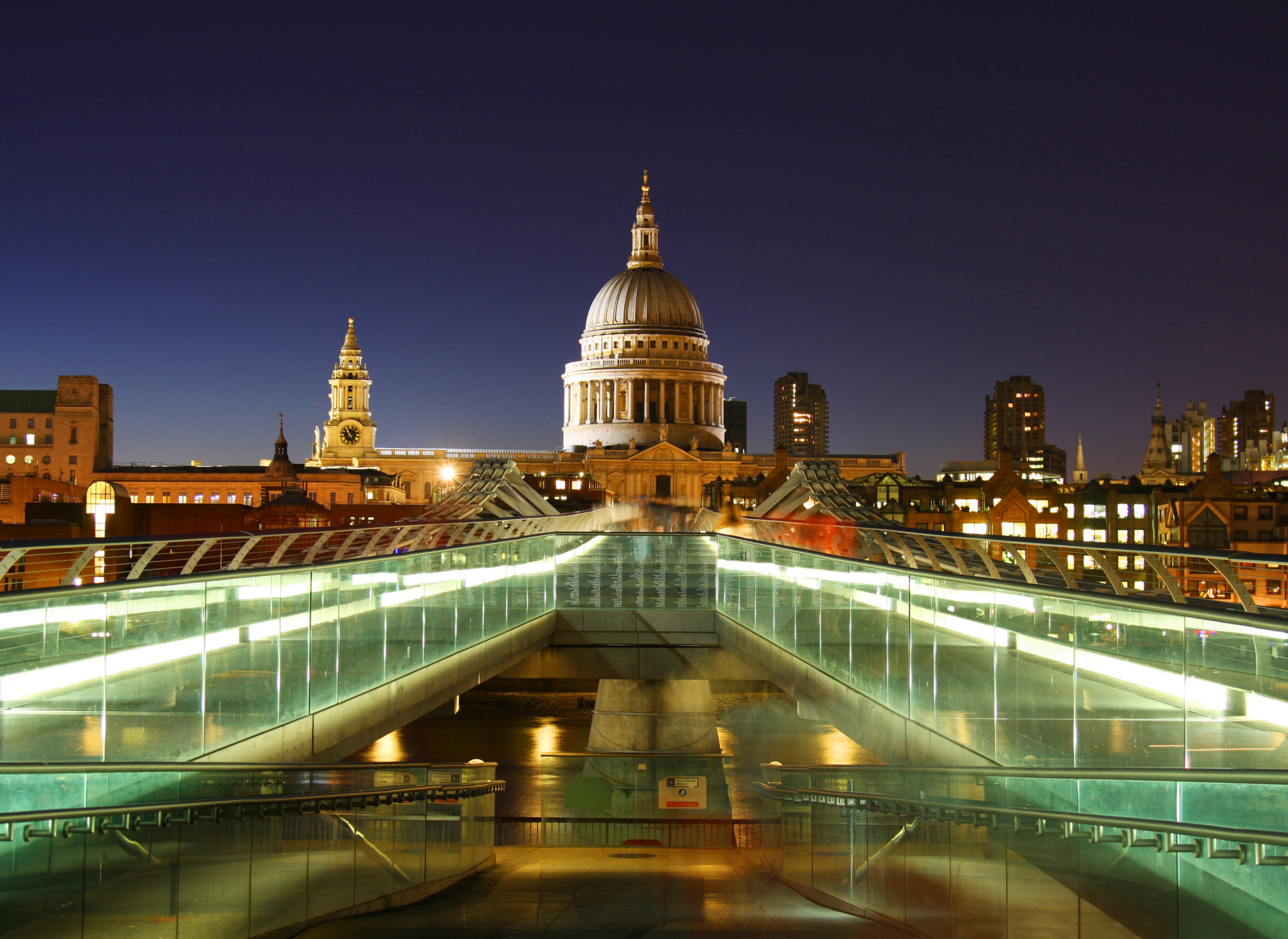 Download Light Cathedral Monument Building Millennium Bridge Night