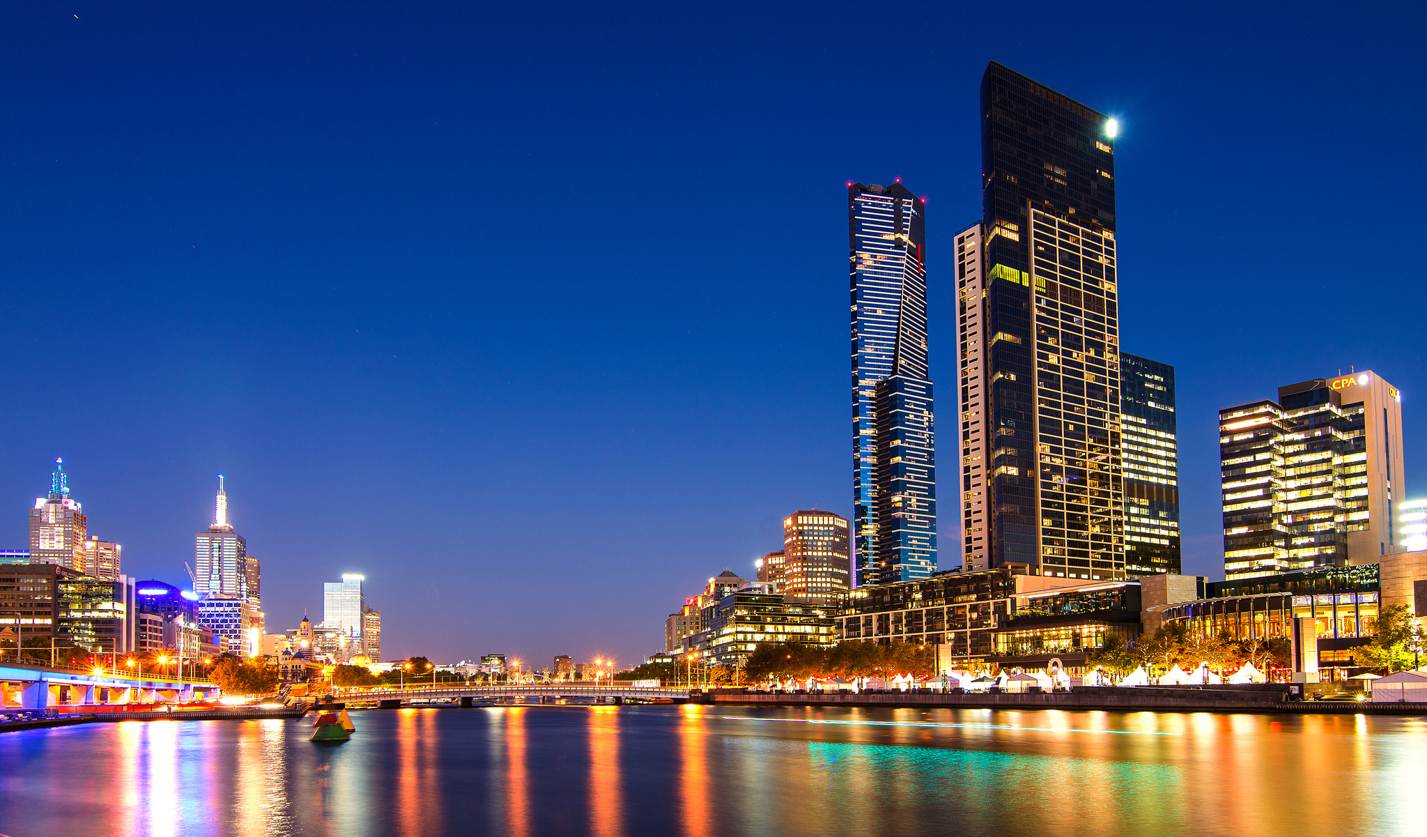Download Skyscraper Building Light River Night Australia Man Made