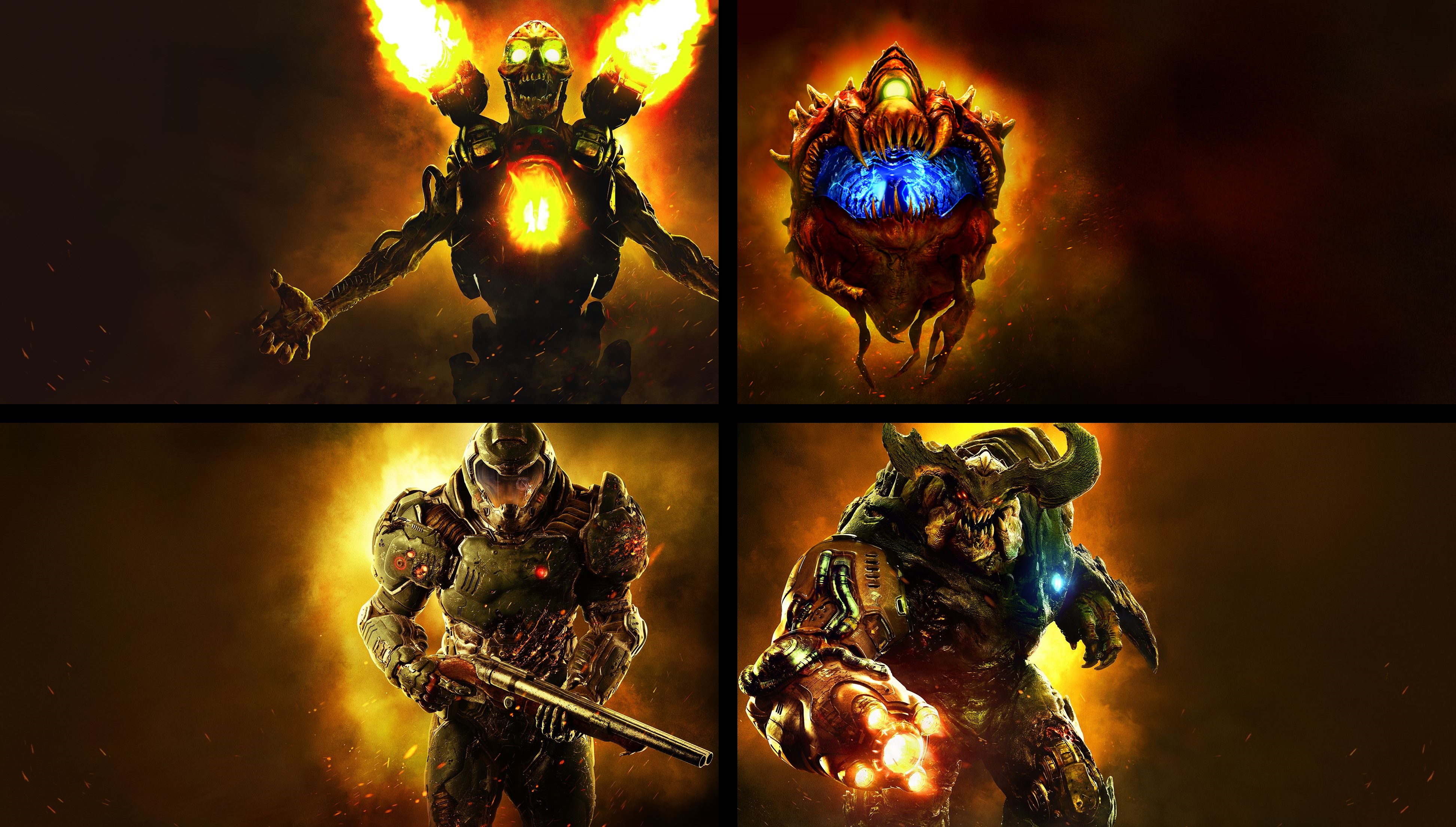 Doom (2016) Wallpaper Revenant, Cacodemon, Doomguy, Cyberdemon by