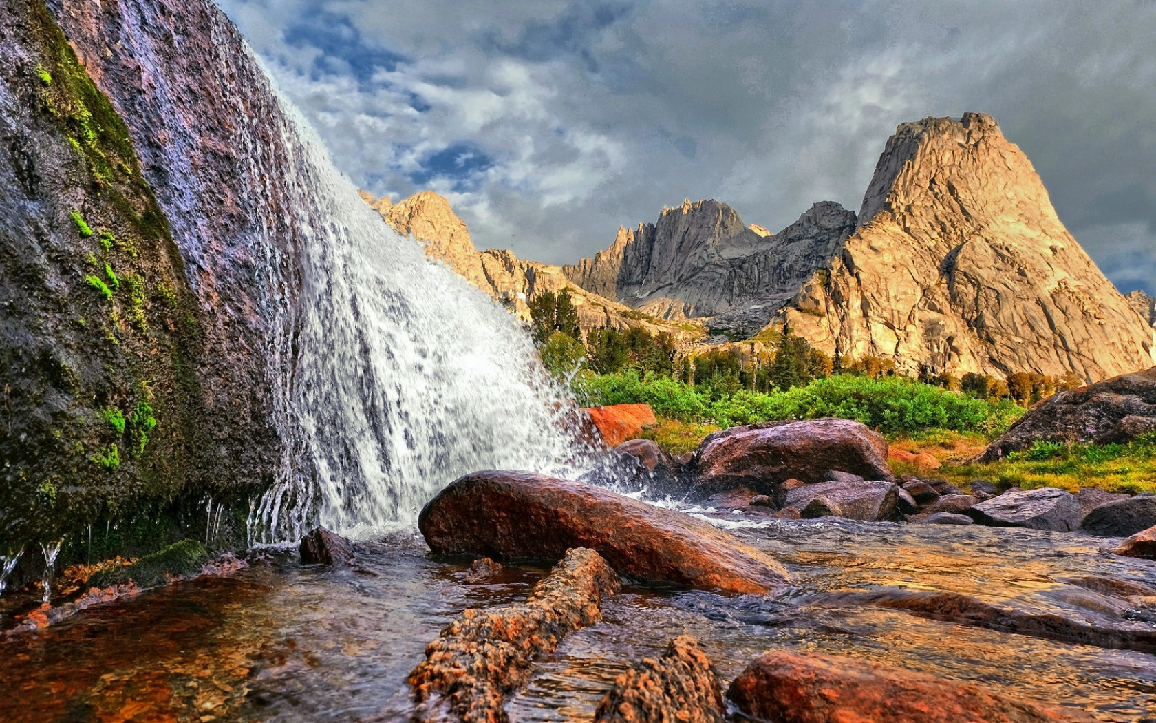 Mountain Waterfall Wallpaper and Background Image