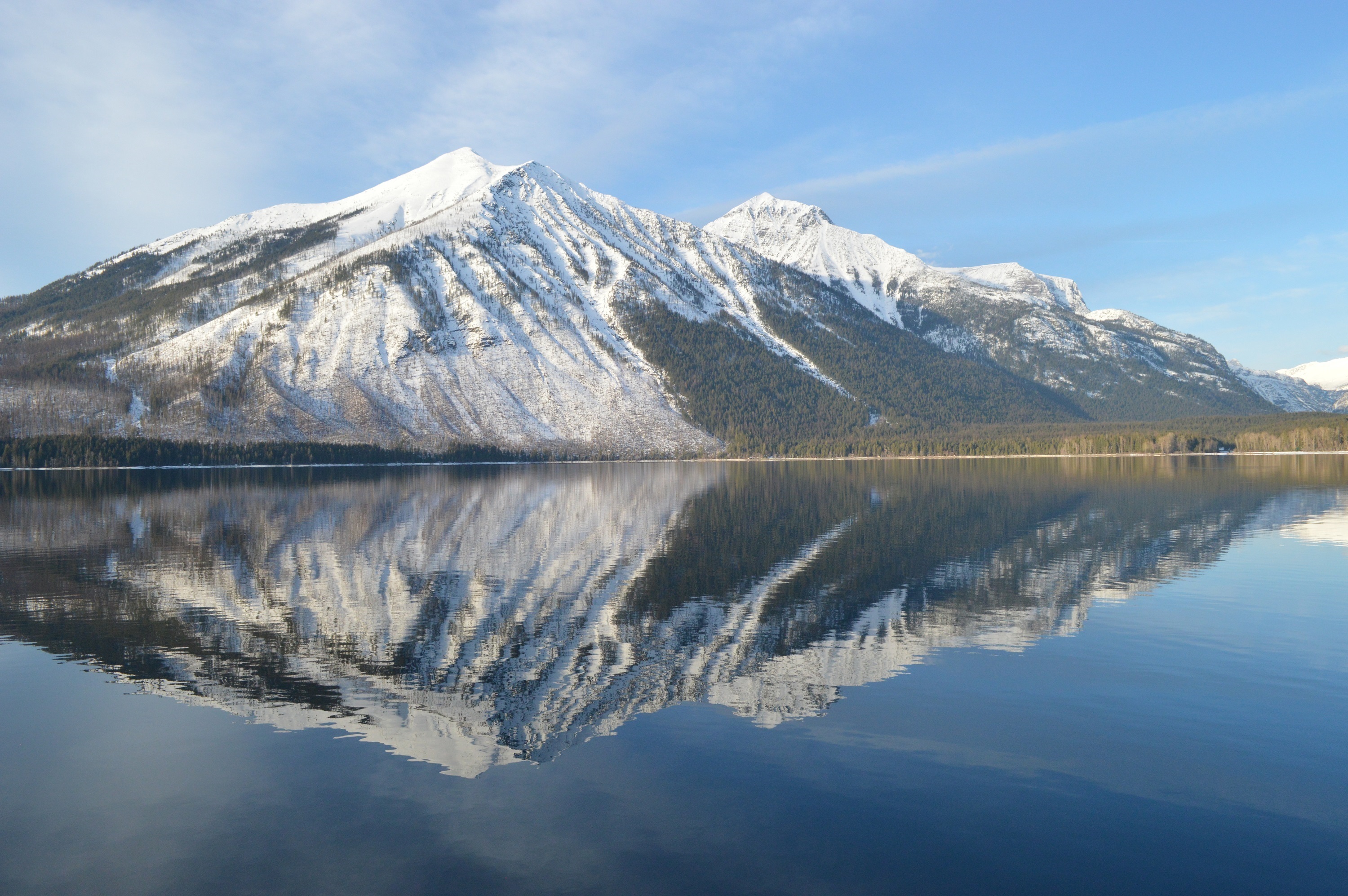 Download USA Montana Snow Reflection Mountain Glacier National Park