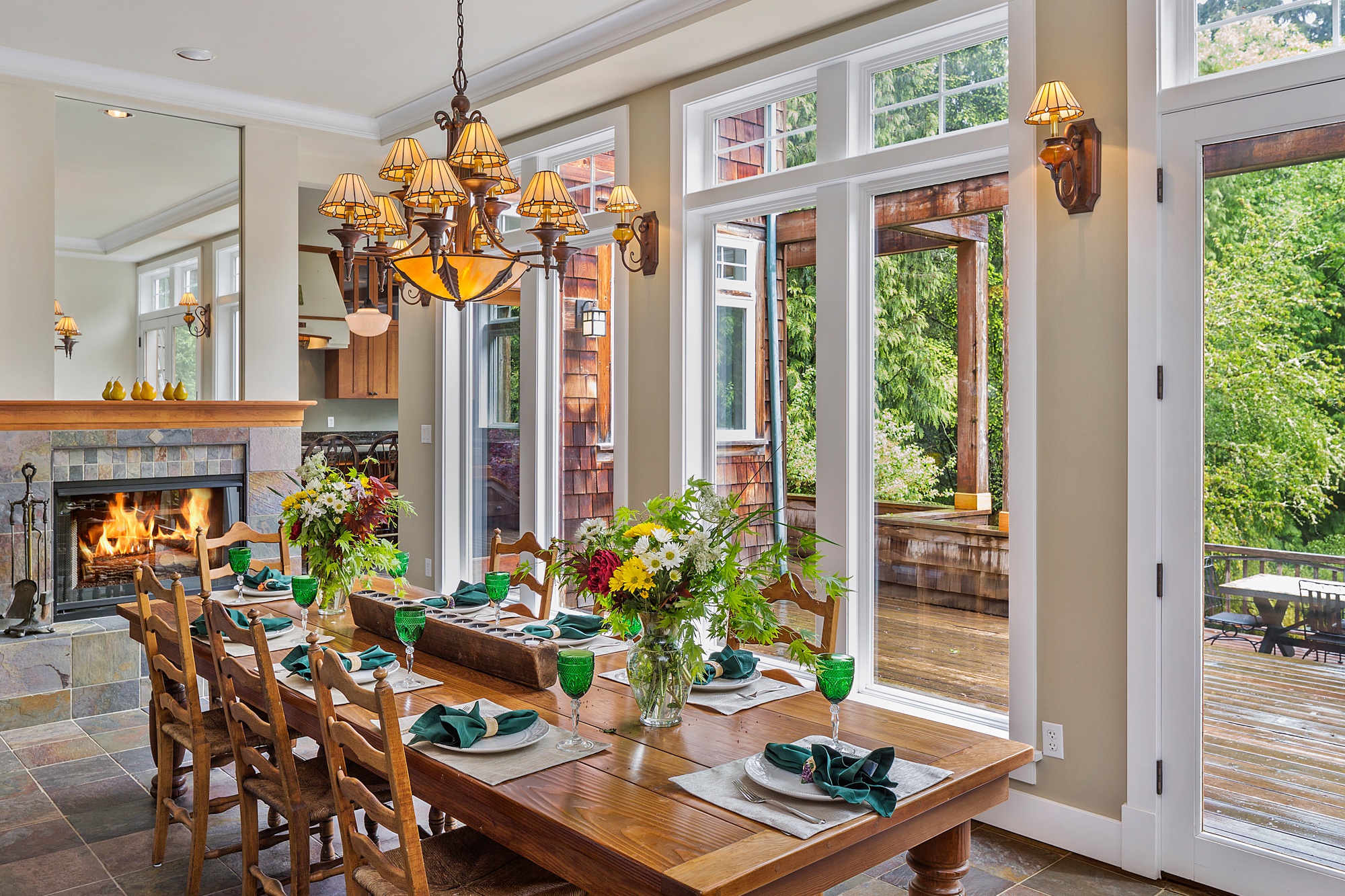 Download Dining Room Furniture Fireplace Man Made Room HD Wallpaper