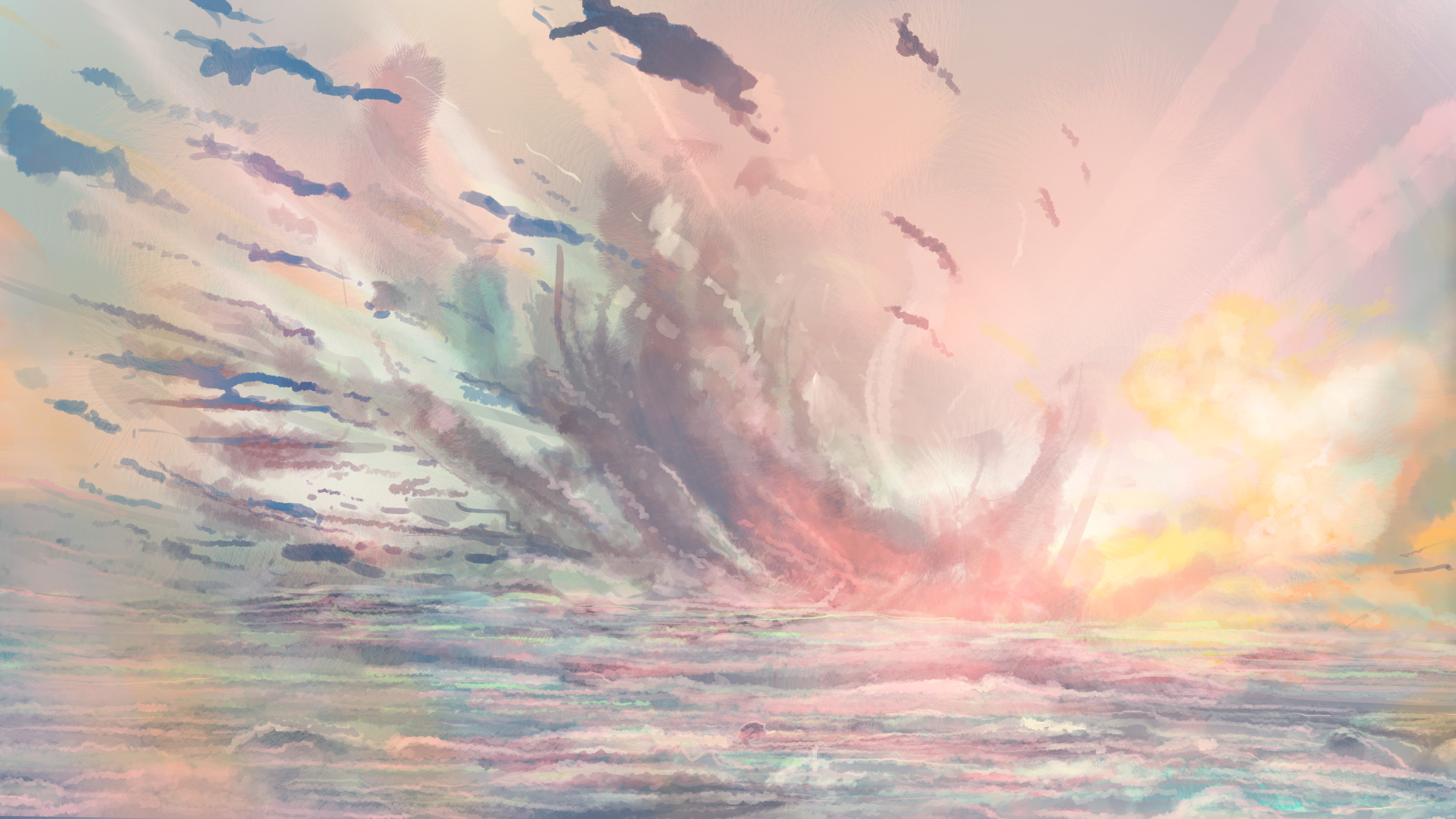 Download Cloud Sun Sky Artistic Painting 4k Ultra HD Wallpaper by