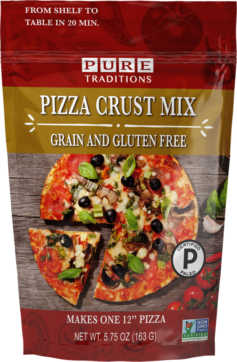 5.75 oz Pizza Crust Mix Grain & Gluten Free by Pure Traditions Wild