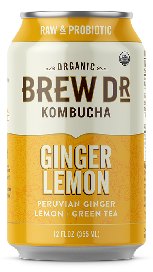 12 fl oz Ginger Lemon Raw Organic Kombucha by Brew Dr. Wild Mountain