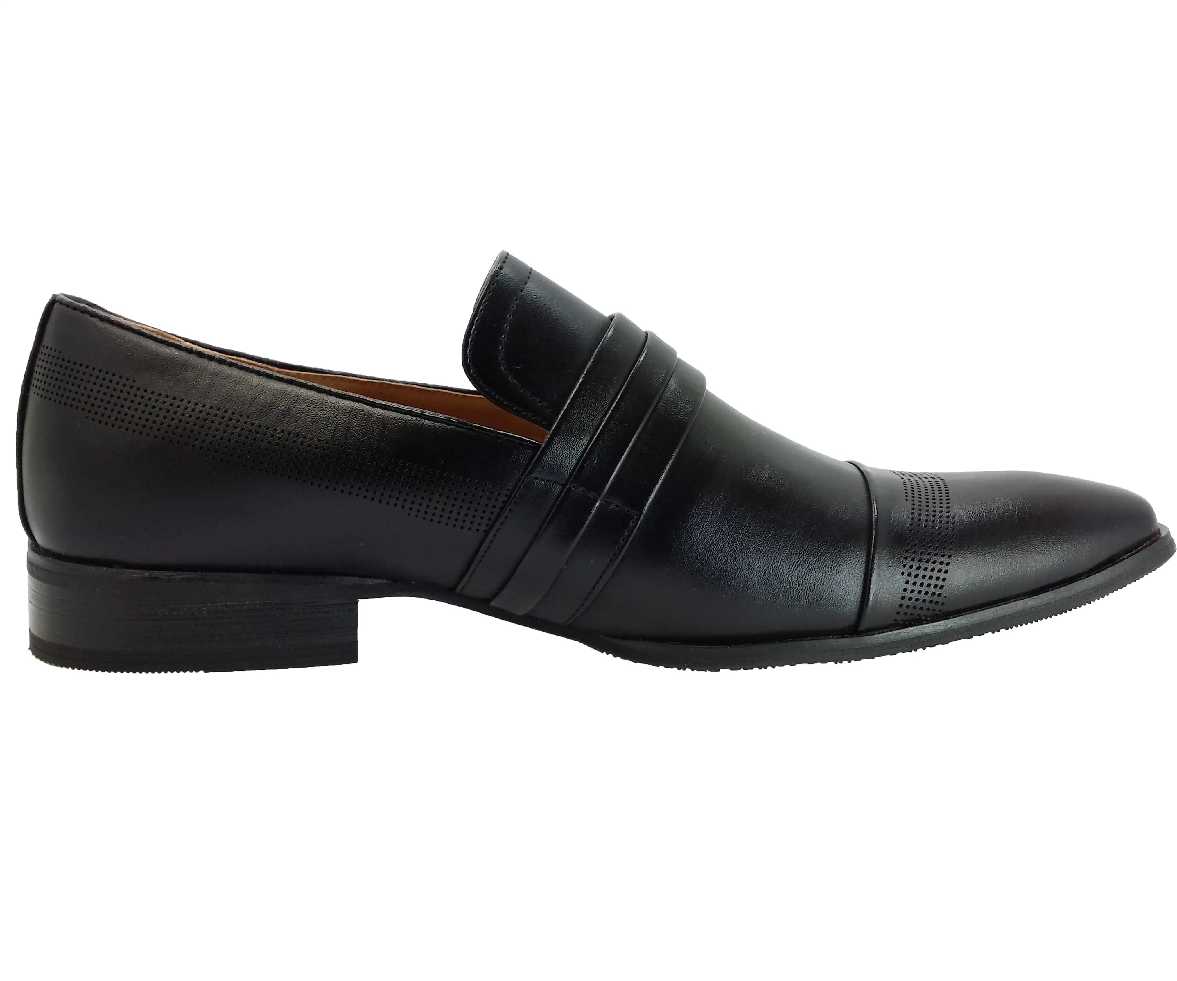 Mens Dress Shoes E&GFashion Black Slip on Loafers Italian Leather