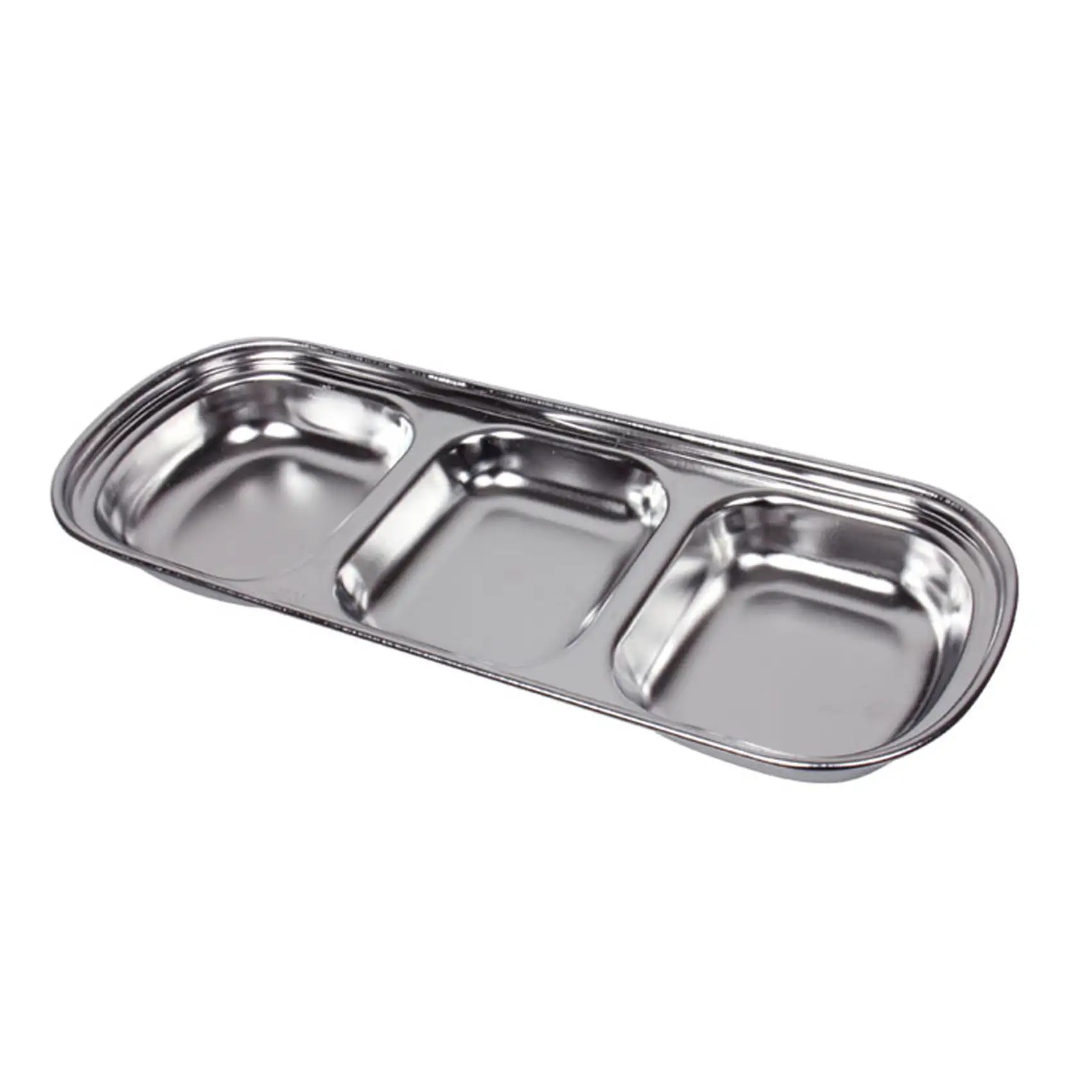 New 3 Divided Stainless Steel Rectangular Food Tray Kids Snack Tray