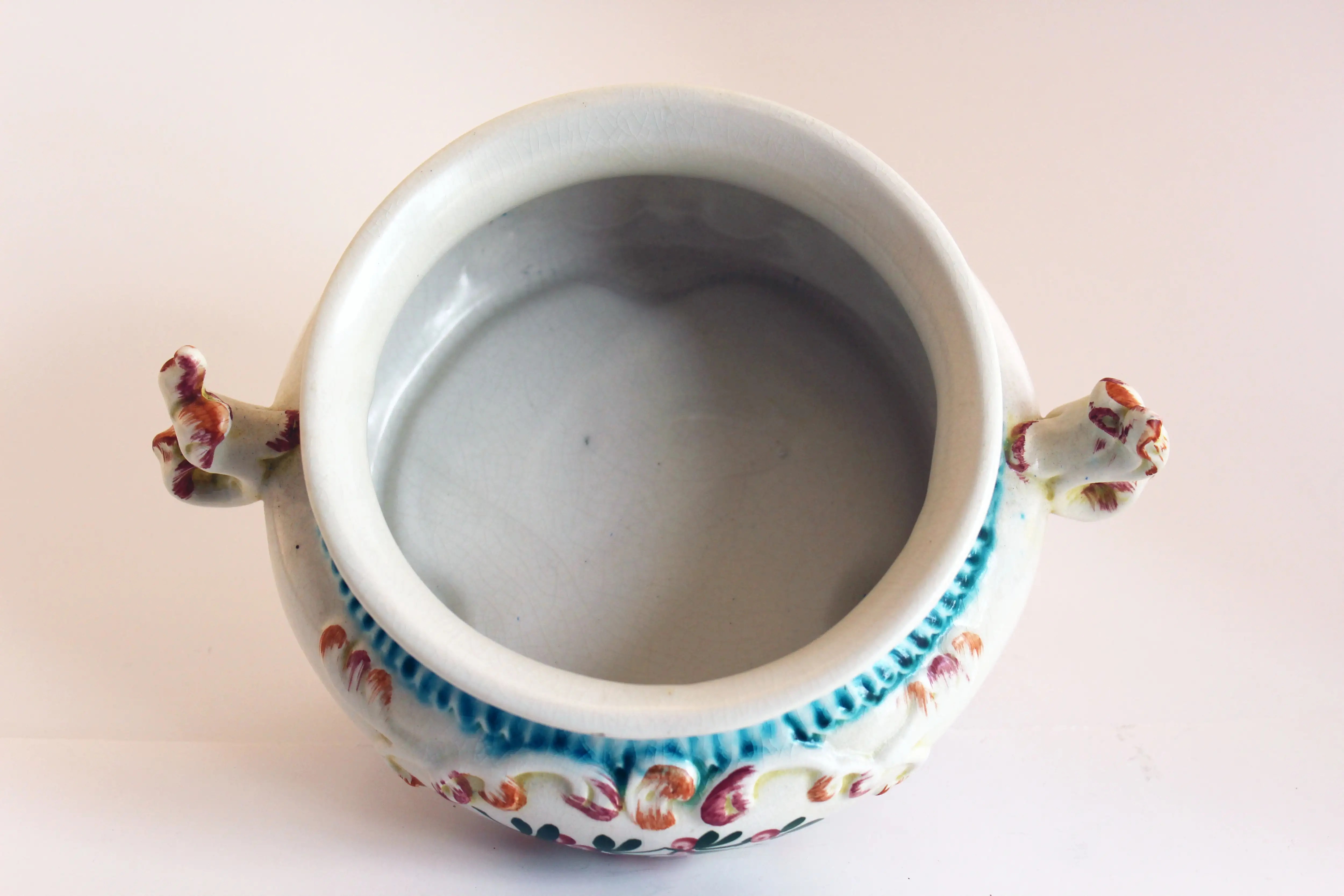 Bassano Italy Pottery Decorative Container Bowl with flower print No