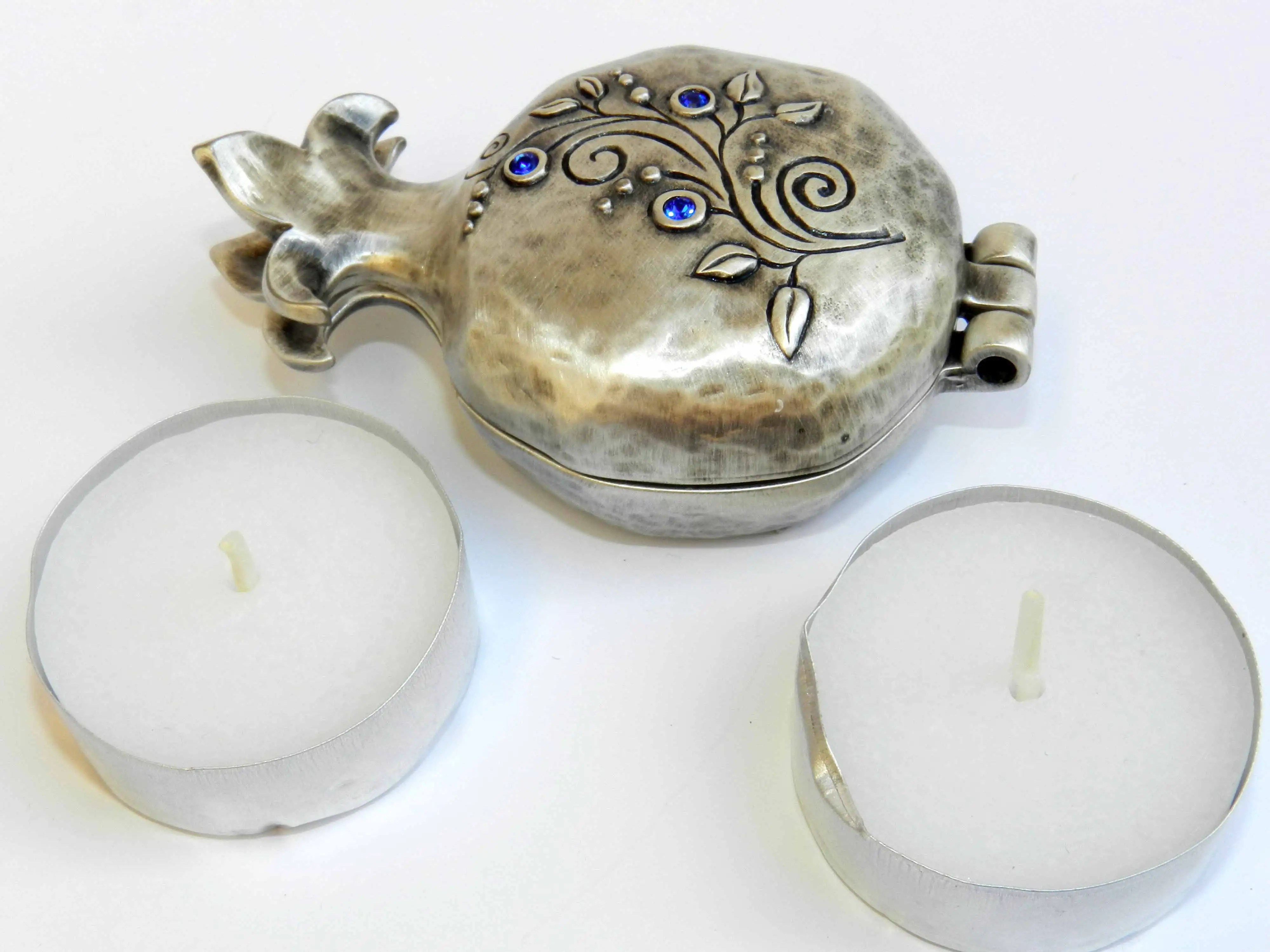 Jewish Silver Pomegranate Travel Candlesticks Candle Holders Shabbat