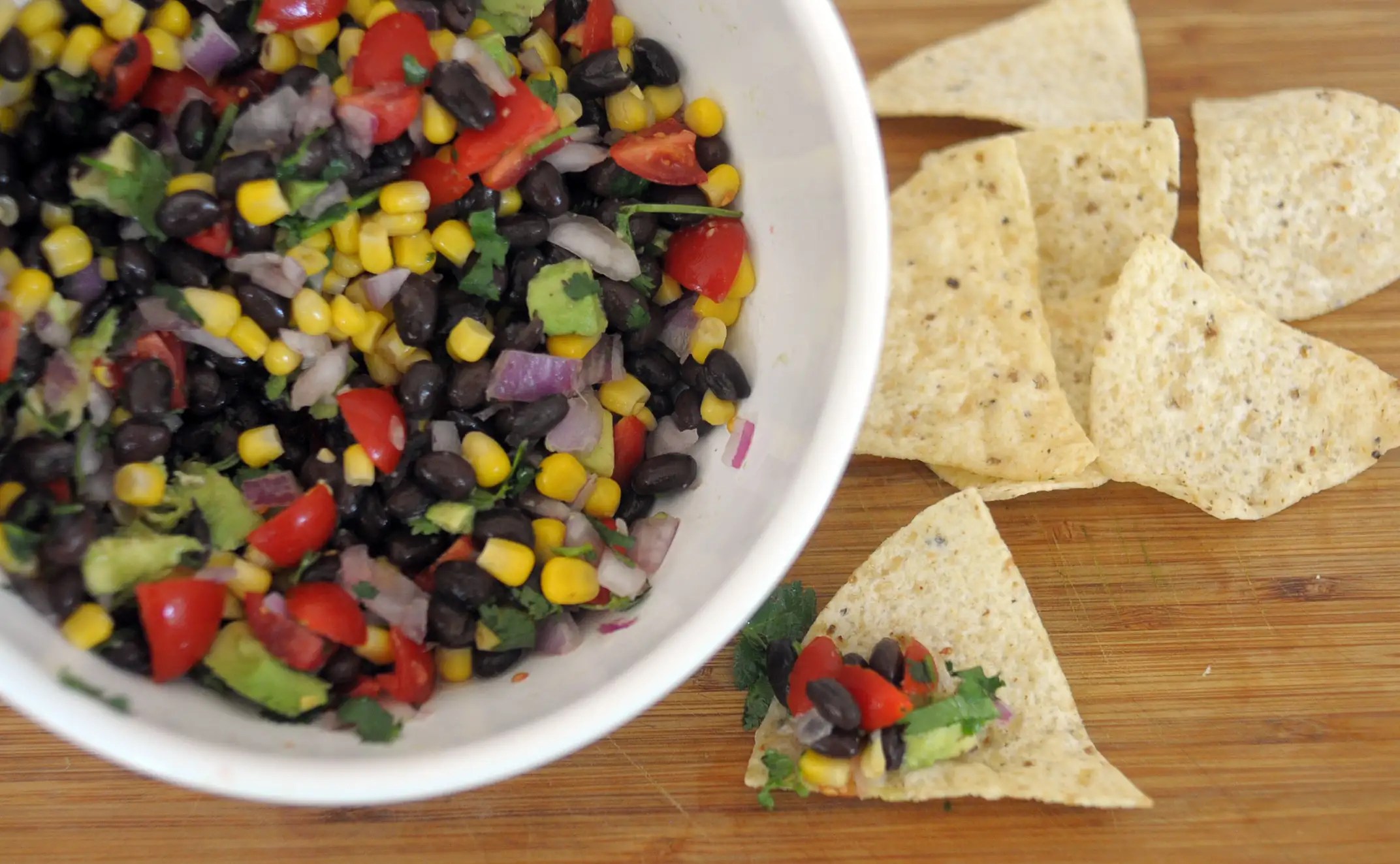 // Summer Corn, Black Bean + Avocado Dip