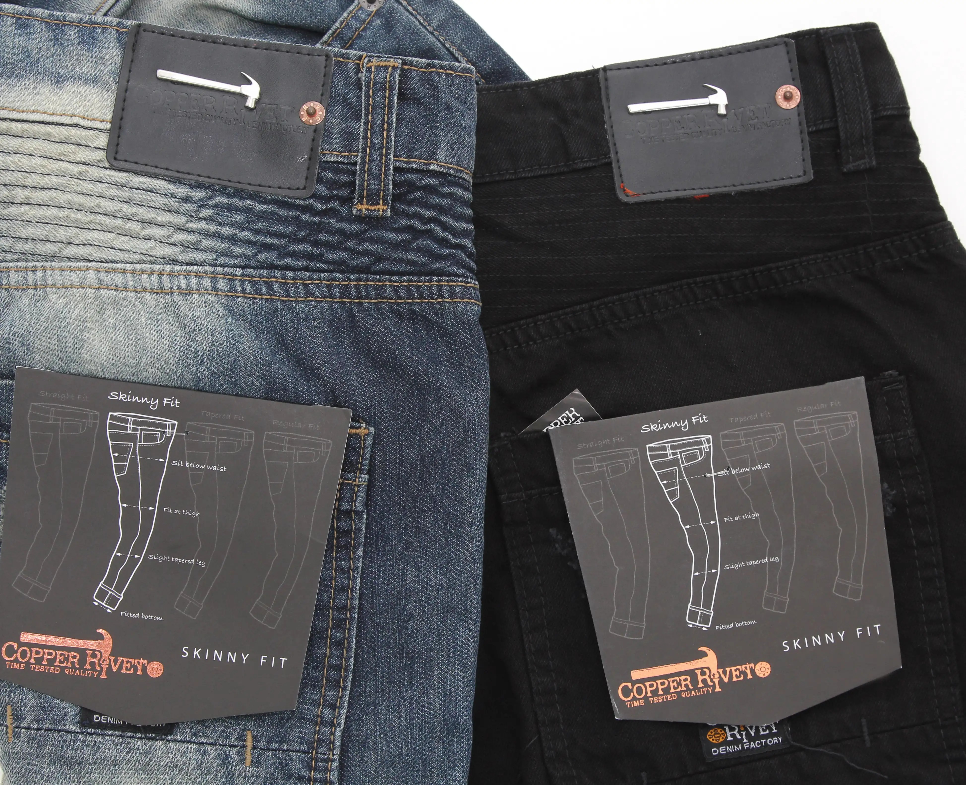 Copper Rivet Men's Damage & Repair Skinny Biker Denim Jeans