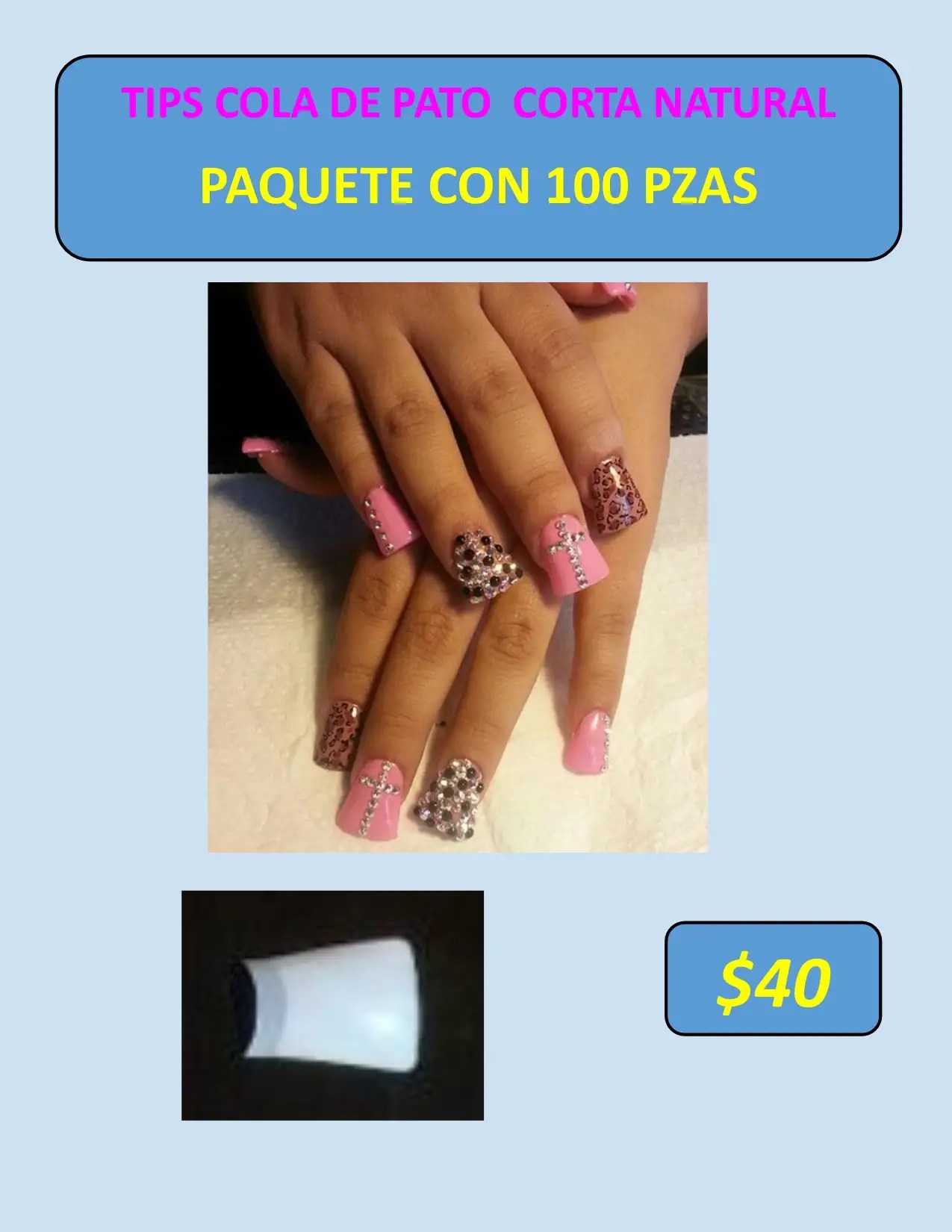 Tip Cola De Pato, Campana, Larga, Corta, A Elegir Uñas 40.00 en