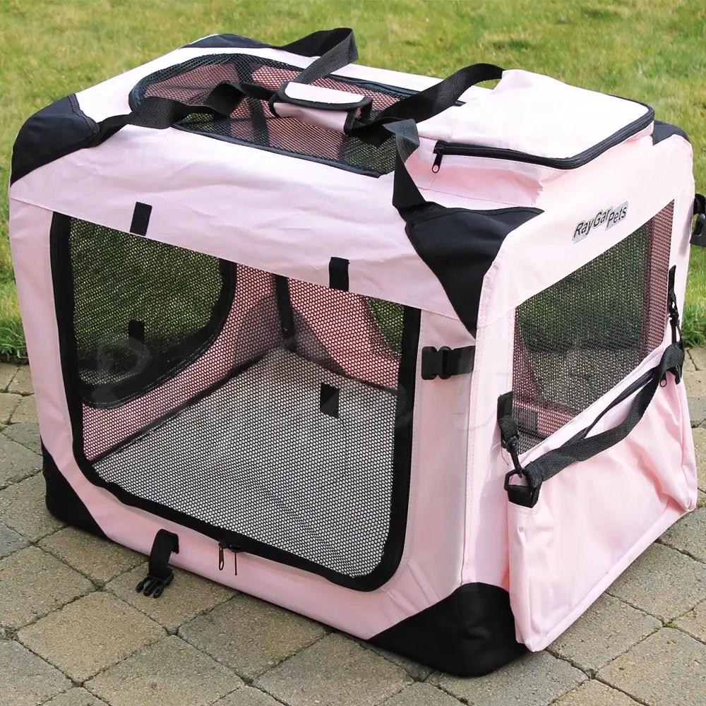 RayGar Folding Dog Cat Puppy Pet Carrier Fabric Portable Kennel Crate