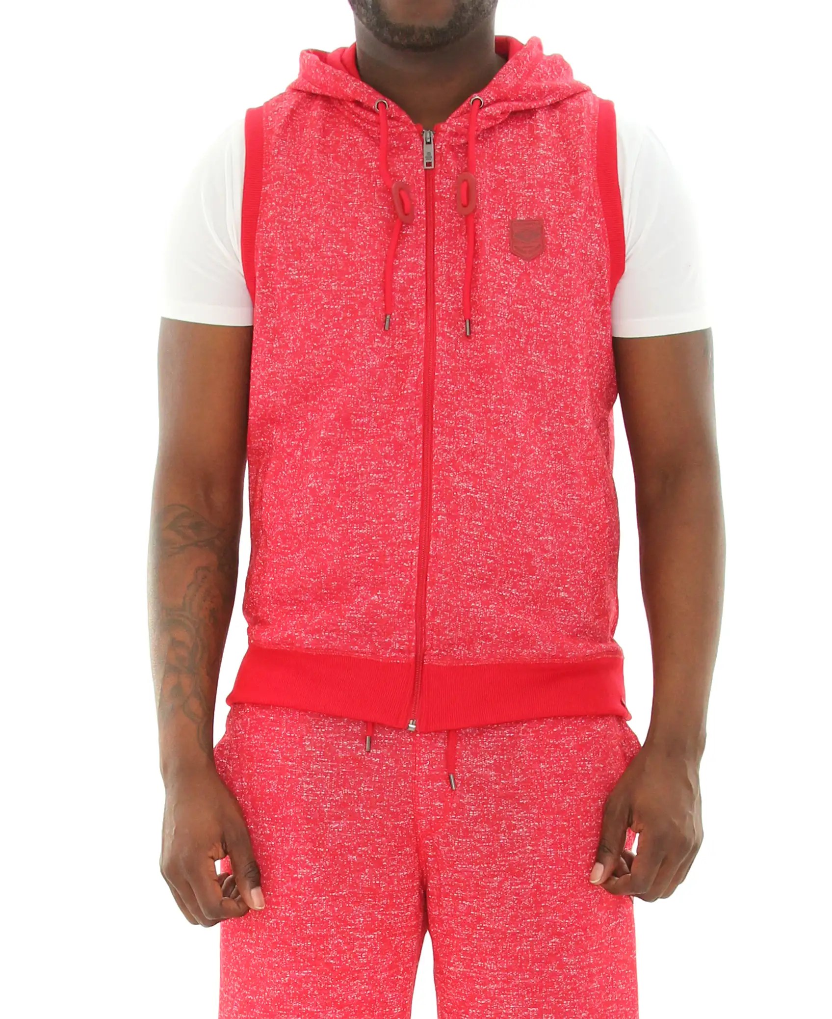 Southpole Men's Hooded Full Zip in Basic Hoodie Sleeveless Vest Marled