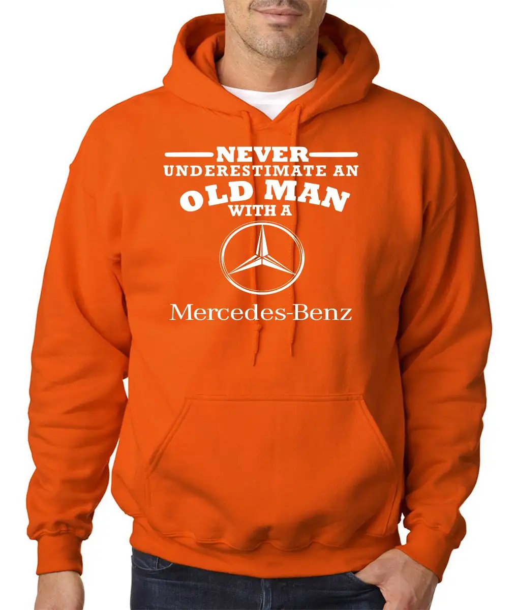 Mercedes Benz Never underestimate an old man Mens Hoodies White All