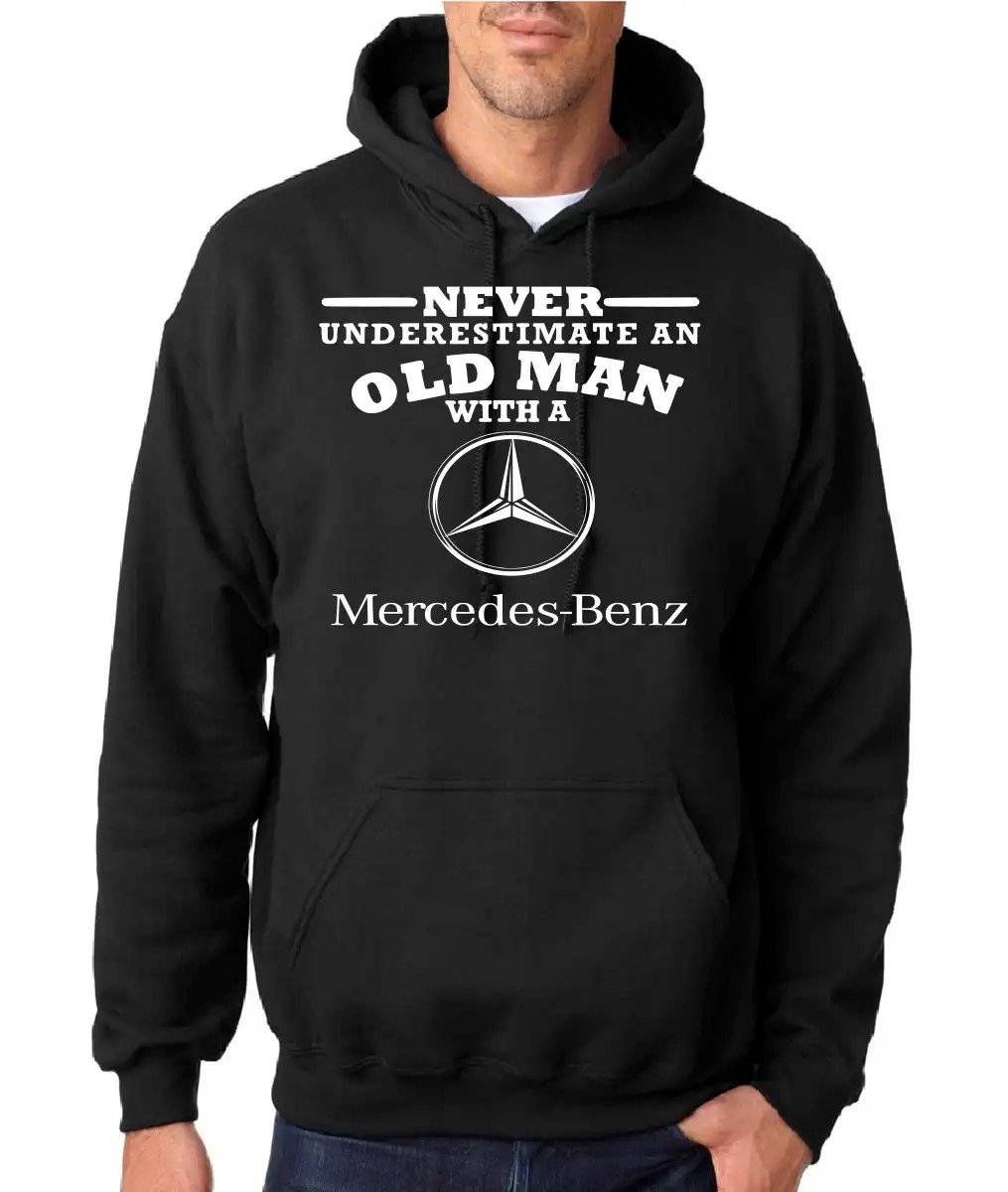 Mercedes Benz Never underestimate an old man Mens Hoodies White All
