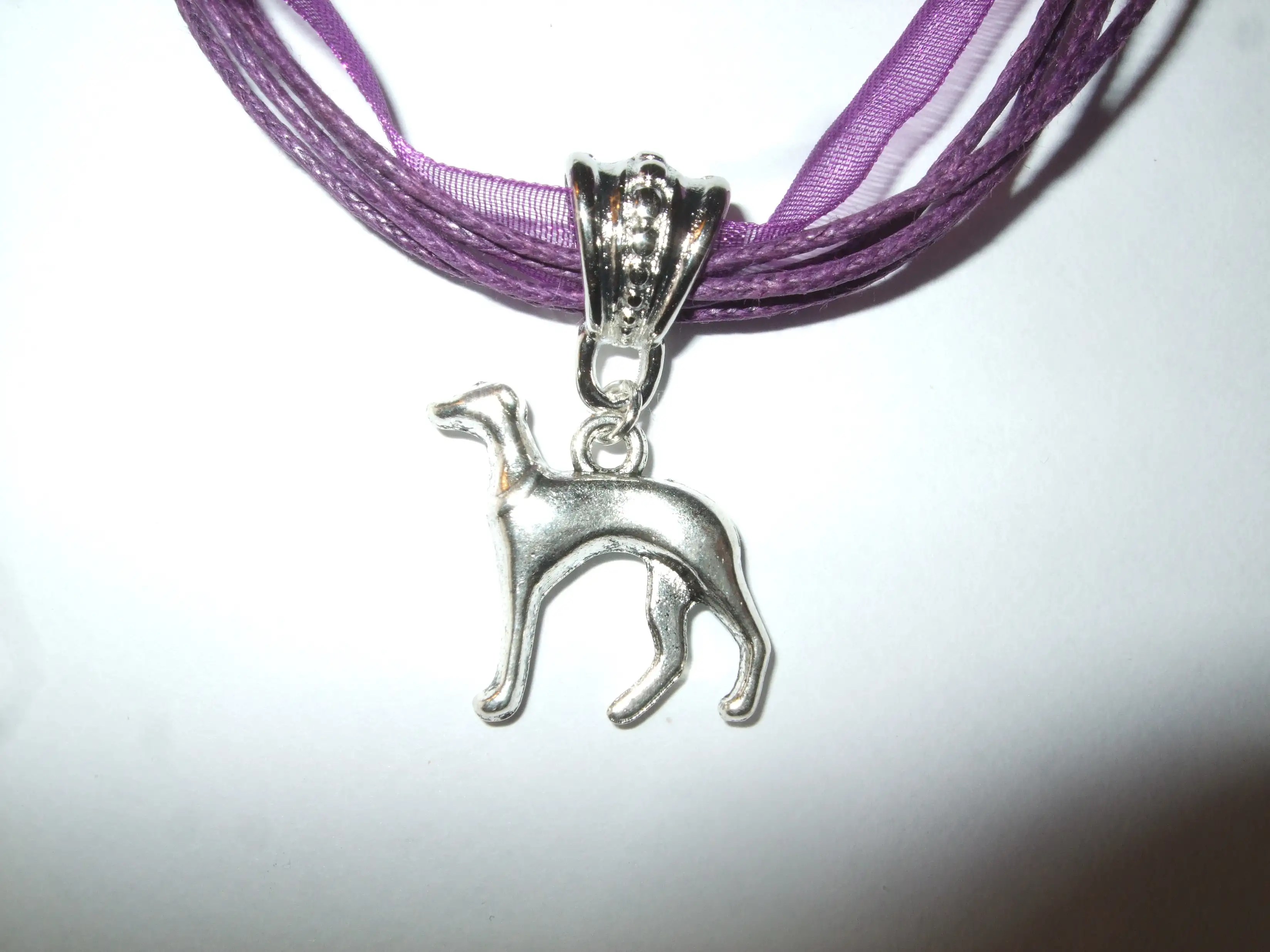 Handmade Greyhound Whippet Lurcher Dog Necklace & Pendant Choose Cord