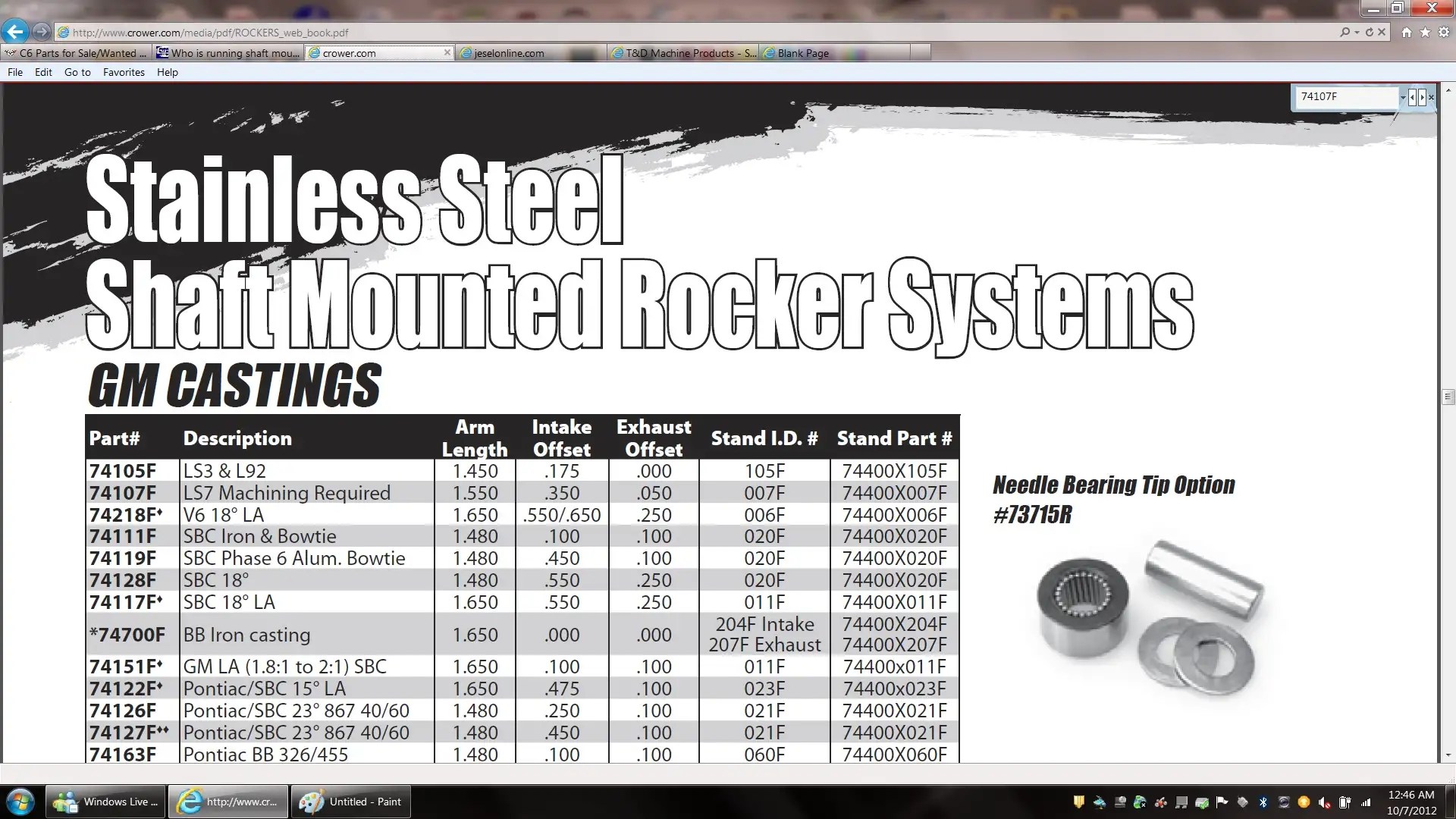 Who is running shaft mounted rocker arms? LS7 Jesel vs. Crane vs. T&D