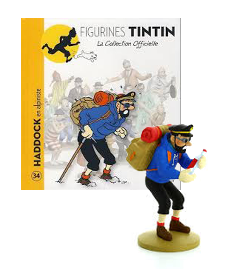 TINTIN FIGURINE DE HADDOCK "ALPINISTE" + LIVRET + PASSEPORT (12CM