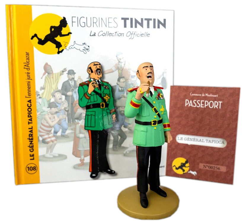 TINTIN FIGURINE DDU GÉNÉRAL TAPIOCA + LIVRET + PASSEPORT (12CM) LA