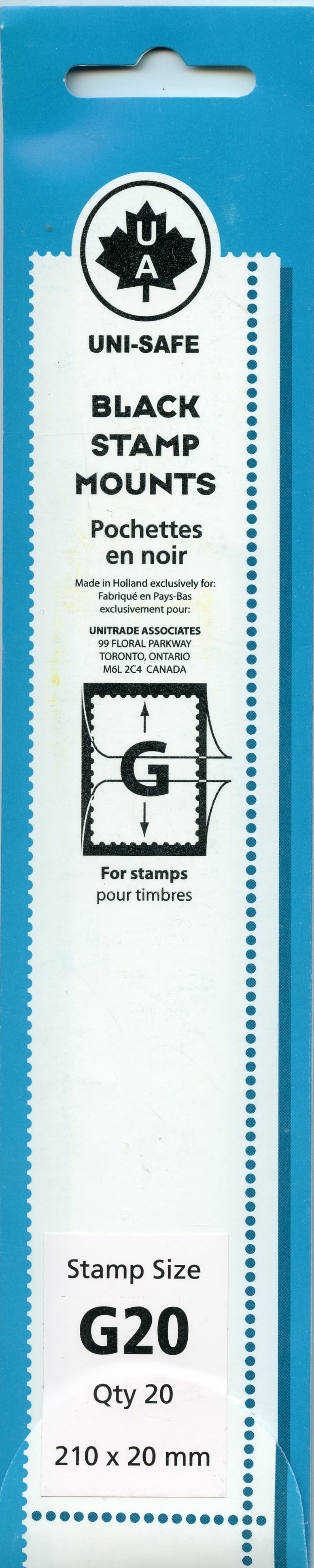 UNISAFE BLACK STAMP MOUNTS G20 (PACK OF 20)