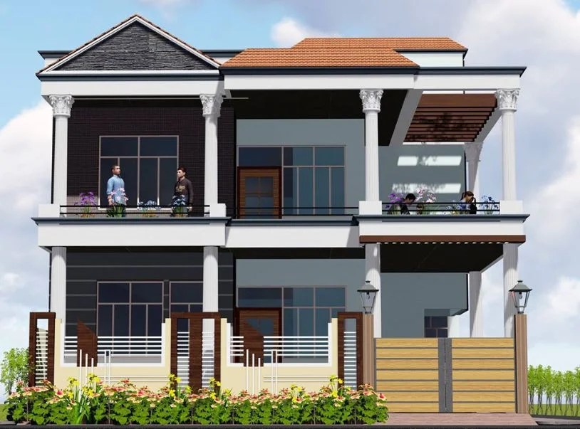 Traditional house front elevation