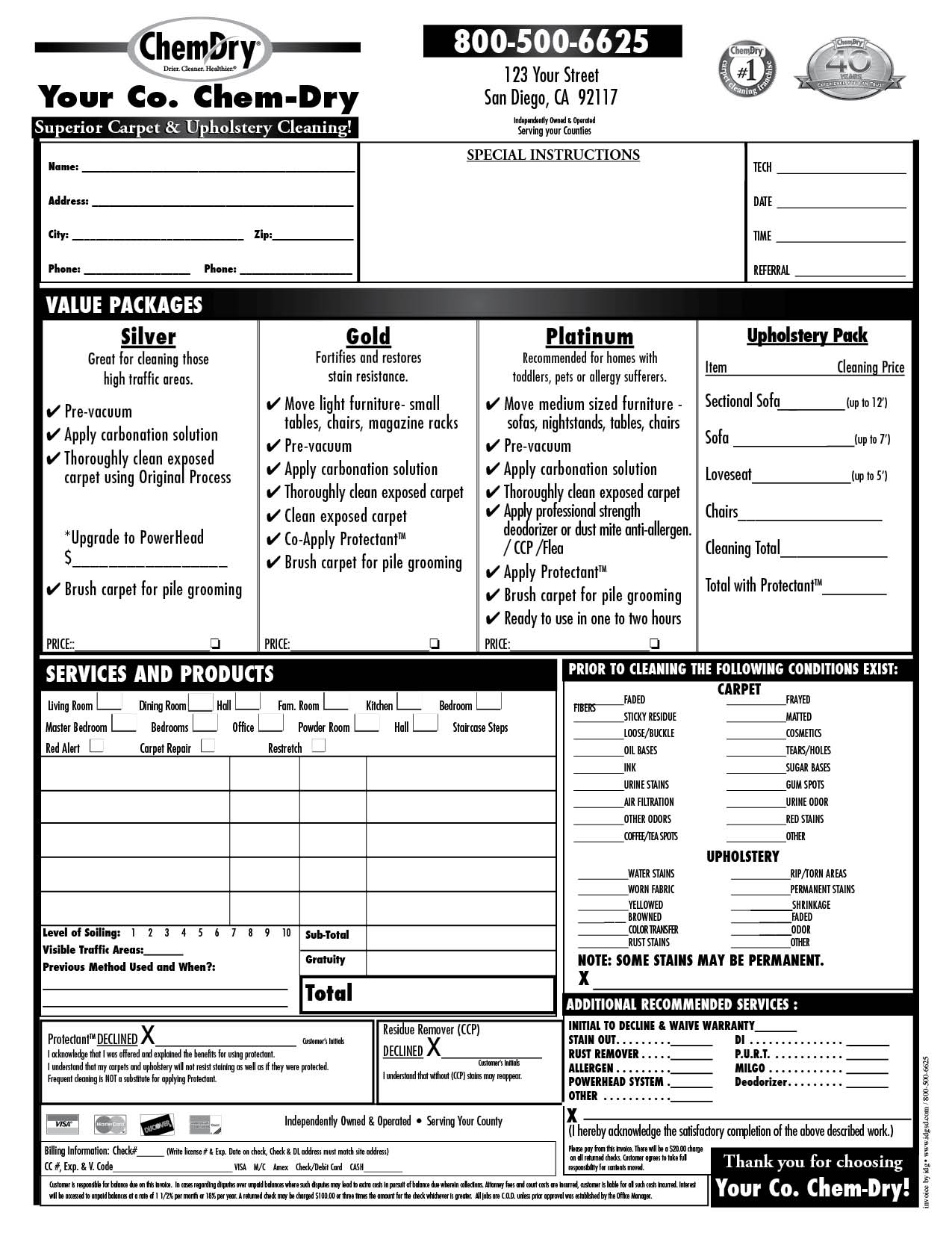 High Quality ChemDry® Invoices IDG Services