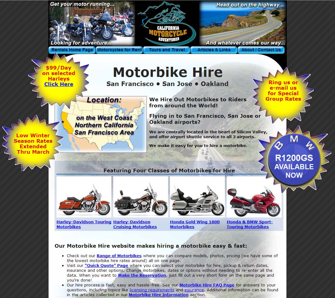 Motorcycle Rental Homepage (American) English version imagiNed 