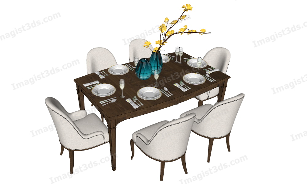 Detailed Dining Table 3D Models of 2024, 070067 Imagist3ds