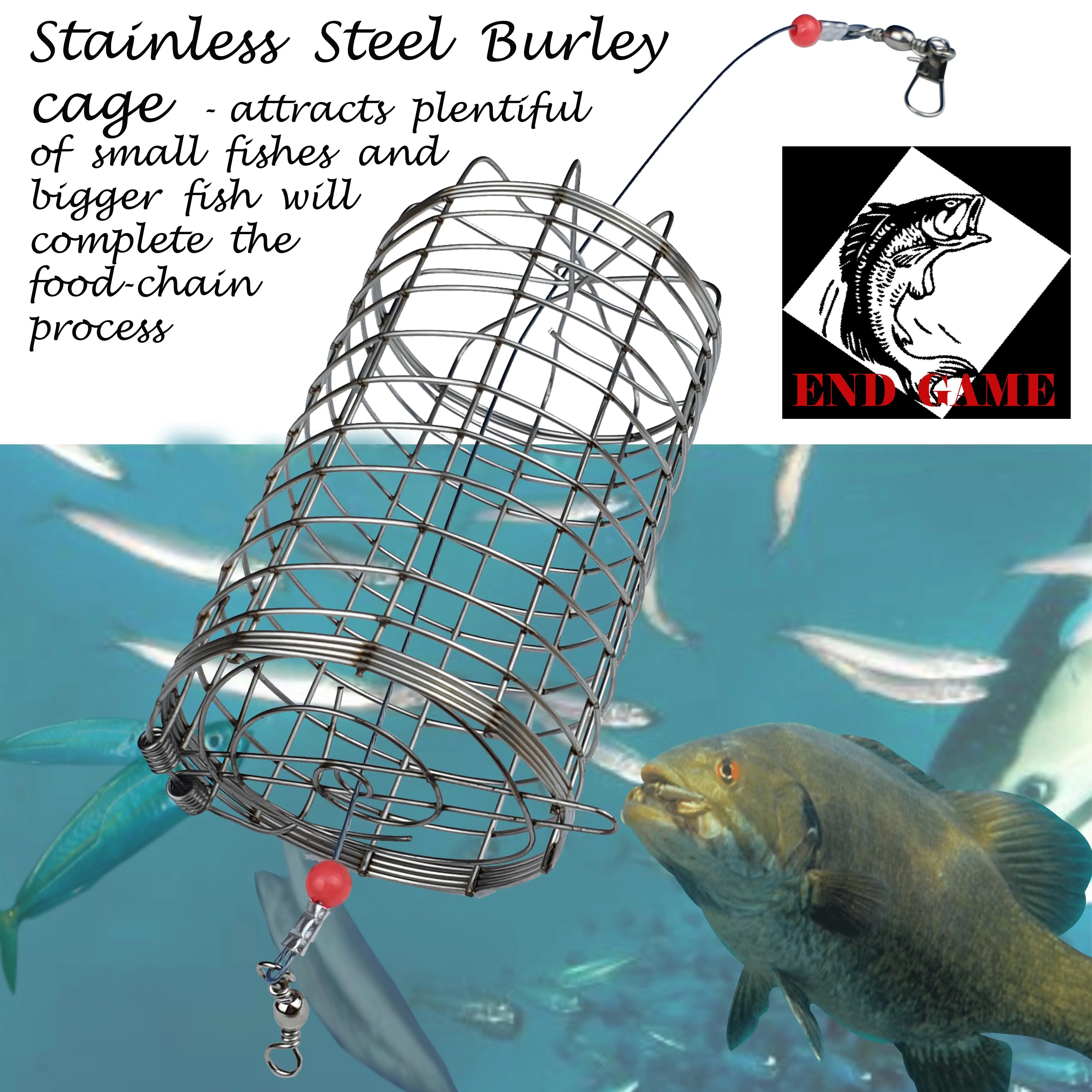 AMAZING STAINLESS STEEL BURLEY BERLEY BASKET CHUM BUCKET FOR FISHING