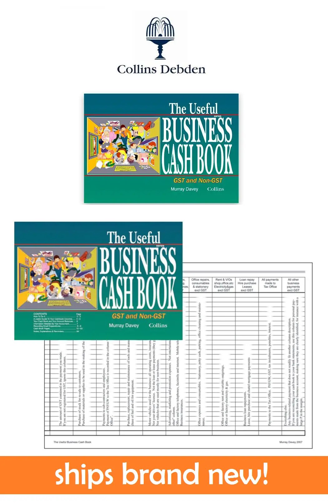 NEW Collins The Useful Business Cash Book GST NonGST Small Business A4