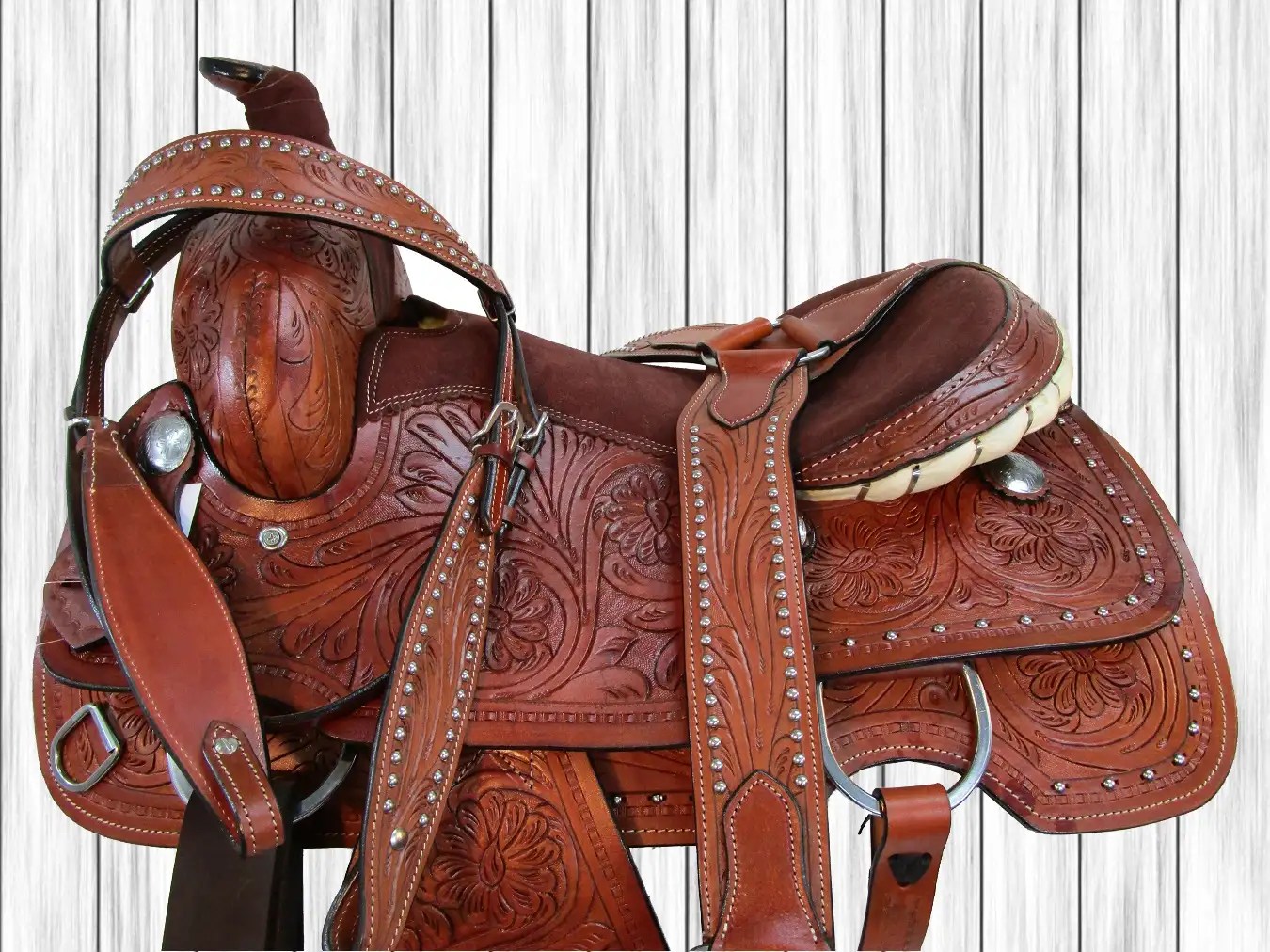USED WESTERN SADDLE 17 16 ROPING RANCH PLEASURE HORSE TRAIL TOOLED
