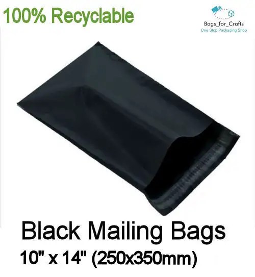 10 Recyclable Plastic Mailing Bags BLACK 10 x 14" Poly Postal Packing