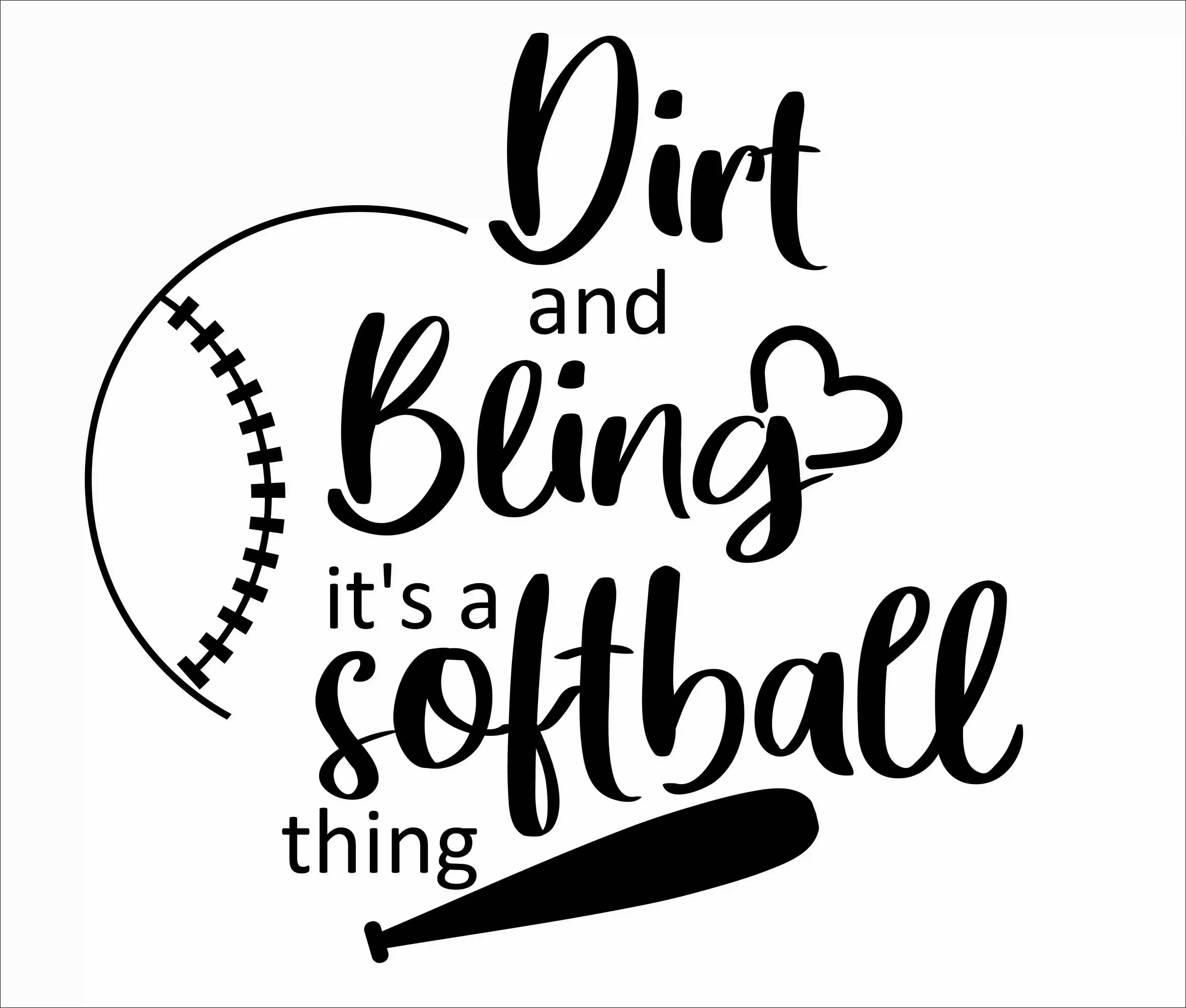 Softball Quotes Vinyl Sticker Wall Decal 17" x 20" Baseball Design Home