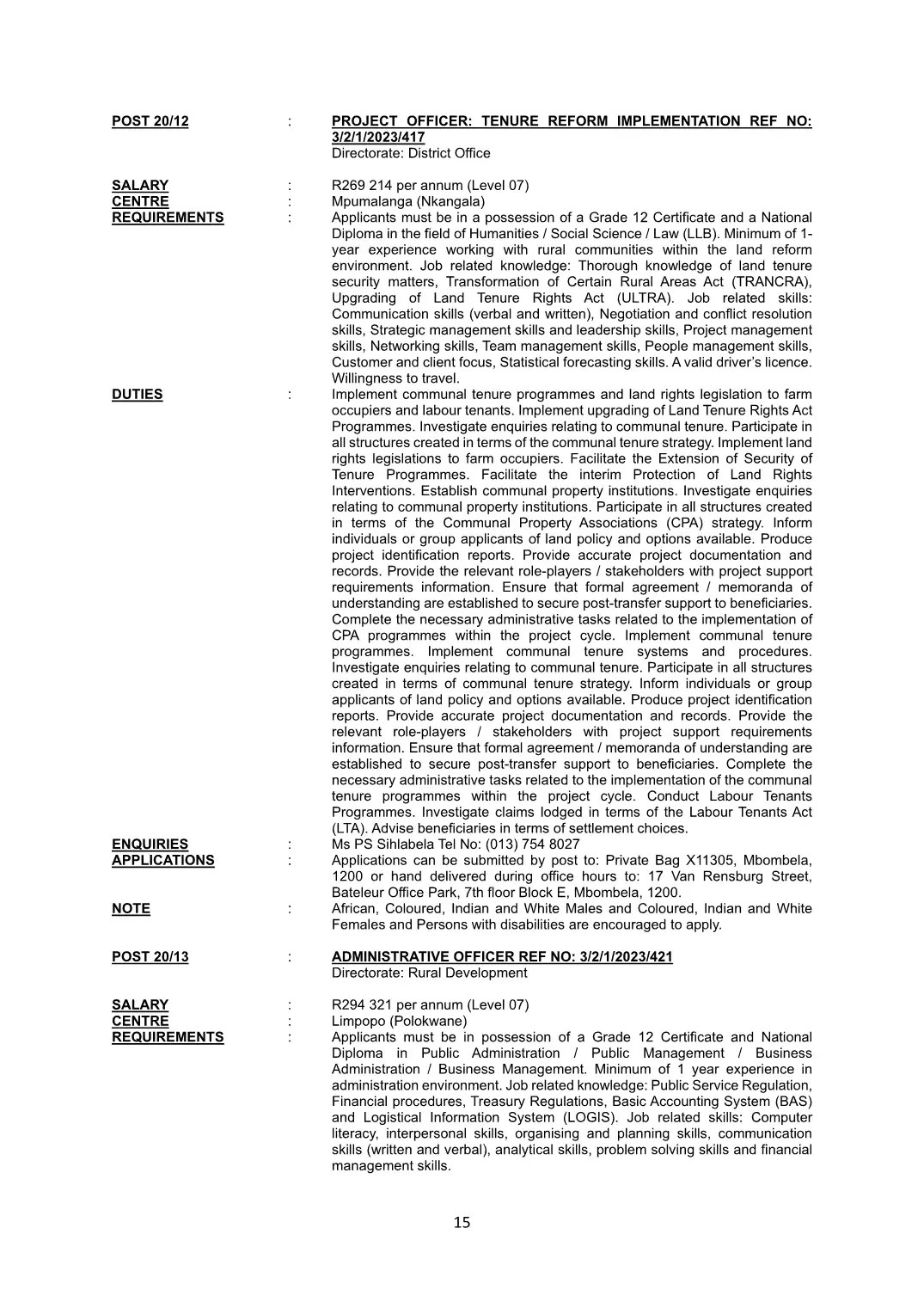 Agriculture Land Reform and Rural Development Circular 20 Of 2023 DPSA Circular