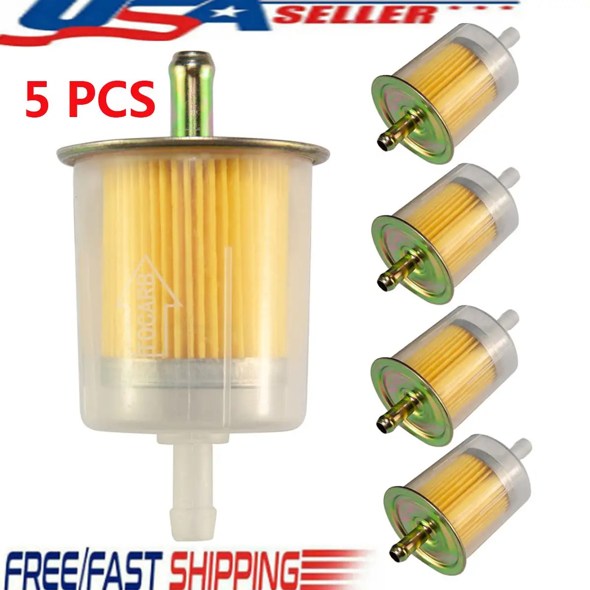5X 5/16" Clear Plastic Fuel Filters Universal Motorcycle Inline Gas