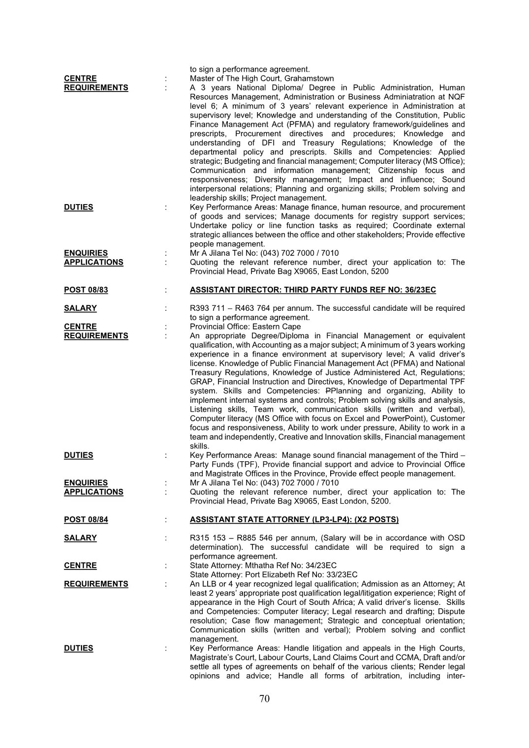 Justice and Constitutional Development Circular 08 Of 2023 DPSA Circular