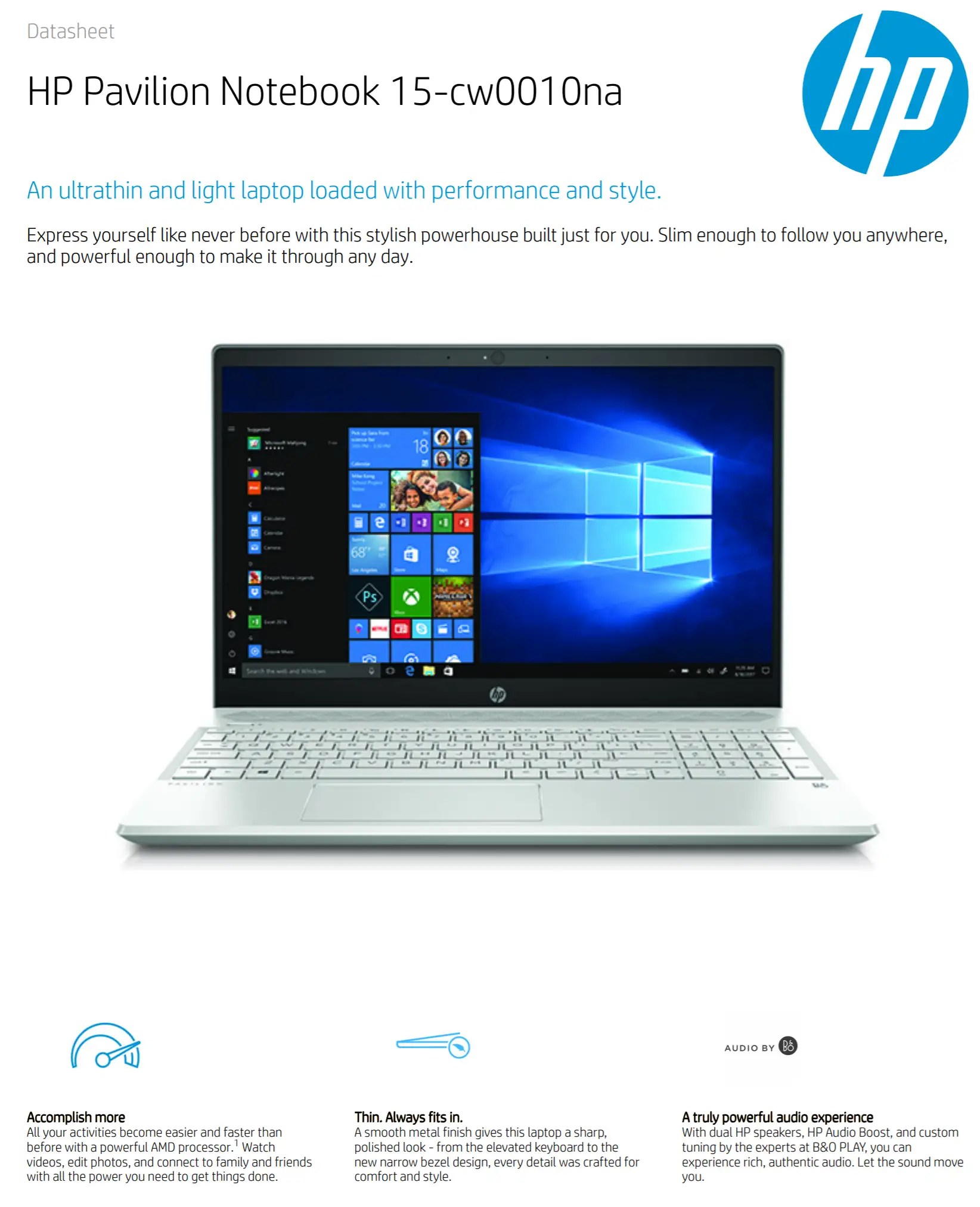 HP Pavilion 15cw0010na 15.6" FHD Touch Laptop AMD A99425 4GB 128GB R5 6ZR82EA+ eBay
