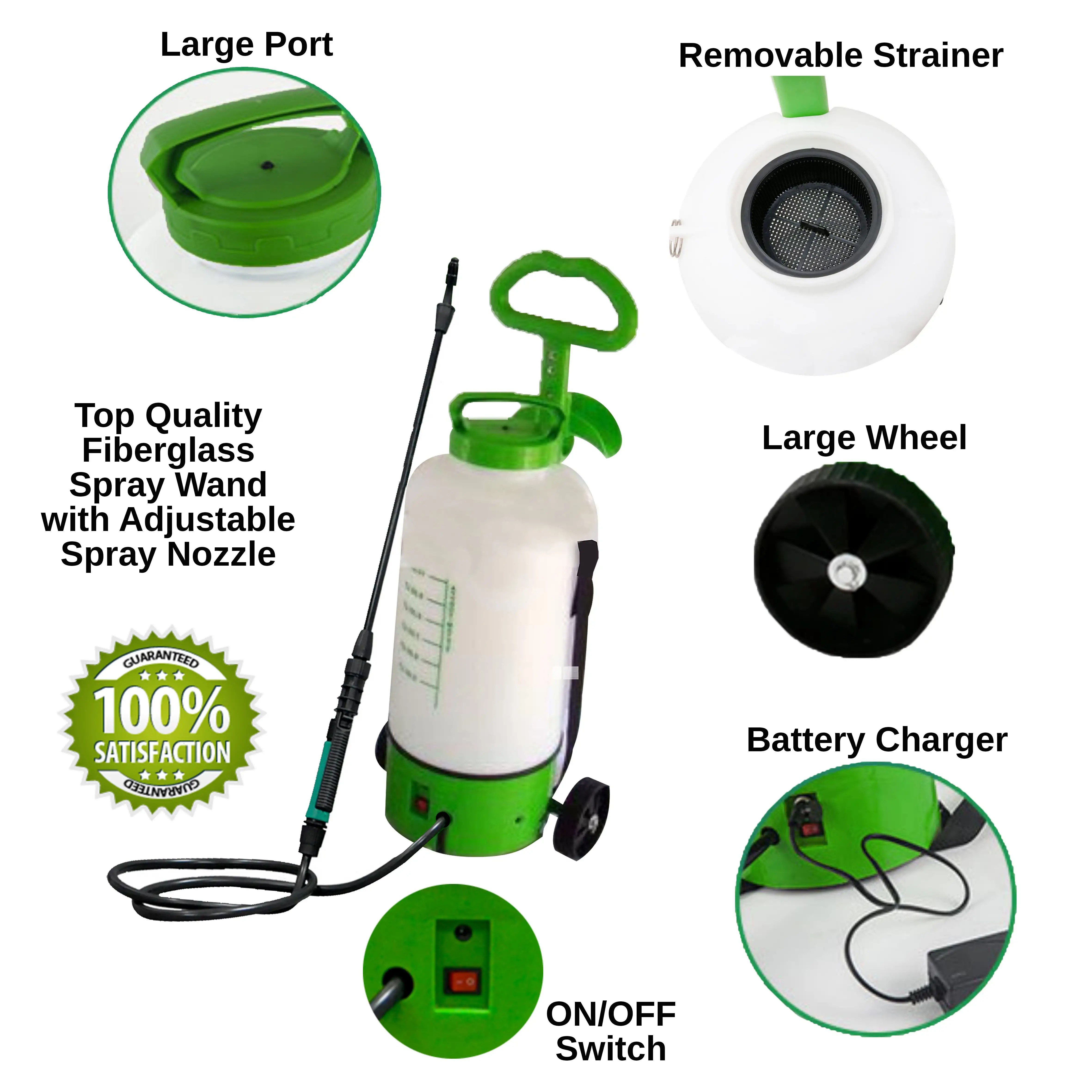 12L ELECTRIC KNAPSACK TROLLEY WHEELED HOME GARDEN SPRAYER LITHIUM