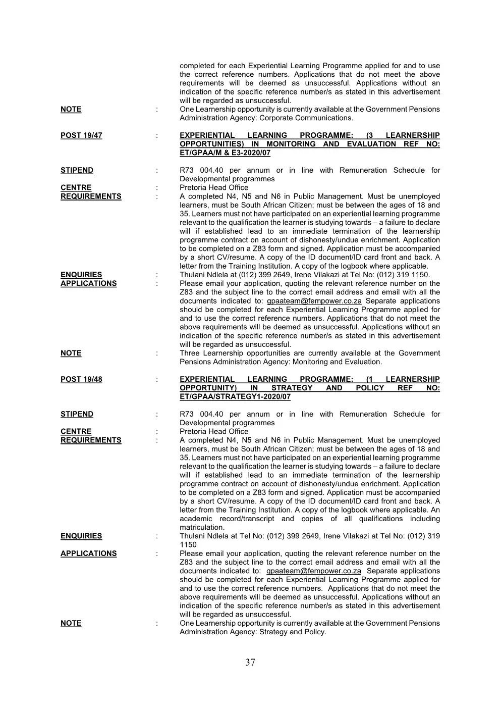 Government Pensions Administration Agency (GPAA) Circular 19 Of 2020 DPSA Circular