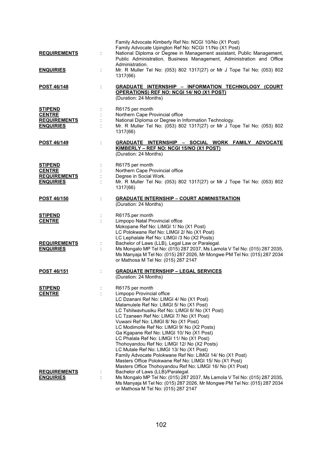 Justice and Constitutional Development Circular 46 Of 2022 DPSA Circular