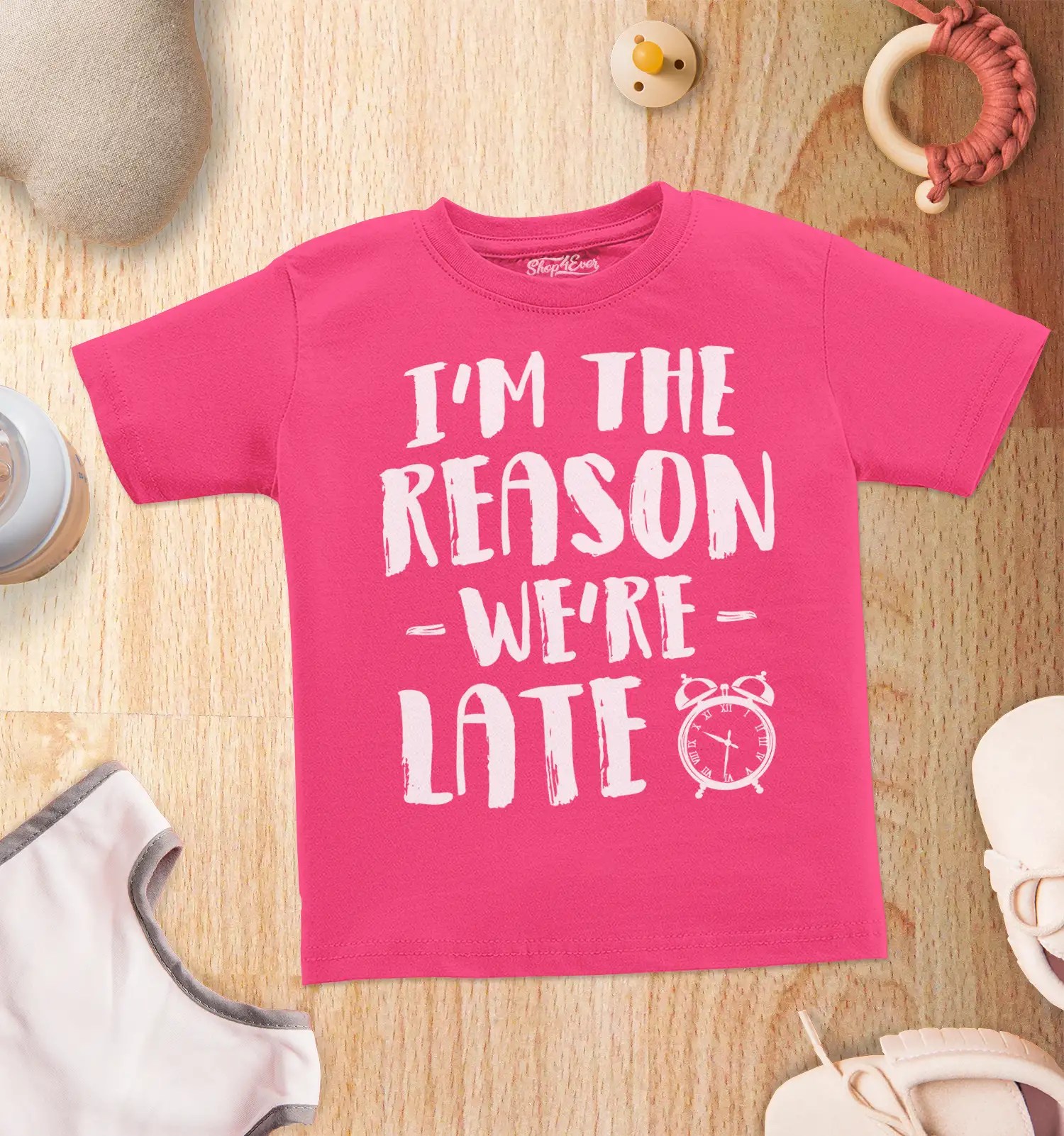 I'm The Reason We're Late Toddler Cotton TShirt Funny Baby Shower