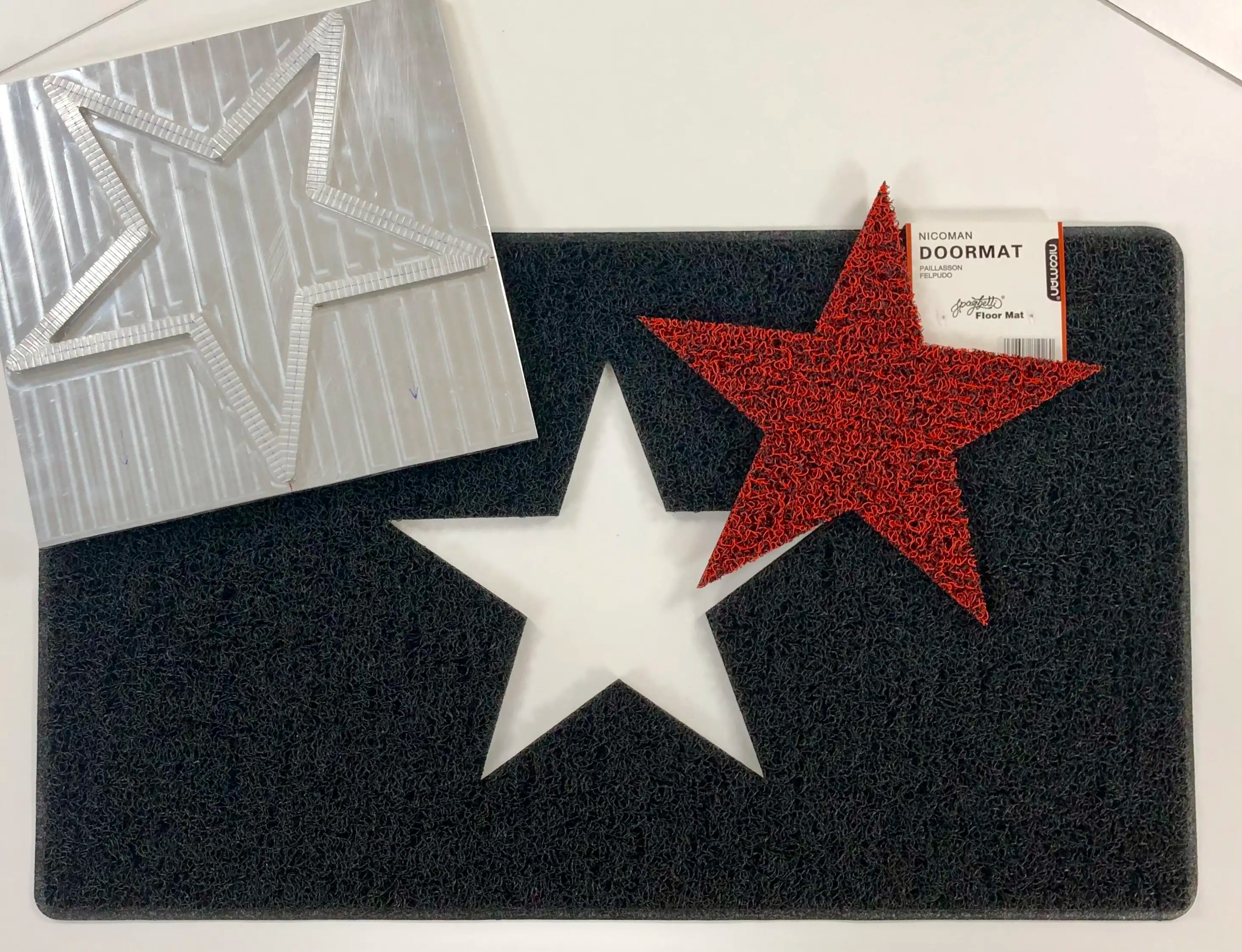 Modern Grey Star Door Mat Non Slip Machine Washable Kitchen Mats